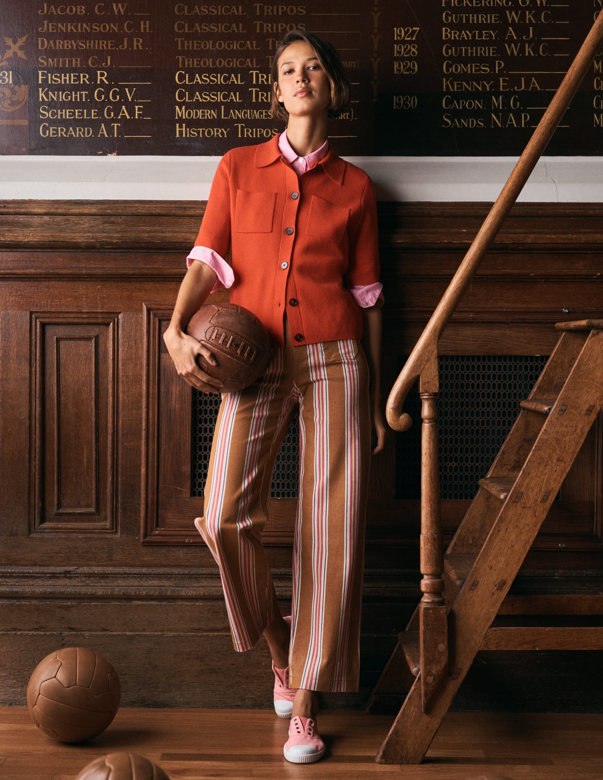 Primrose Cropped Jeans-Cognac, Pink Stripe - Image 4