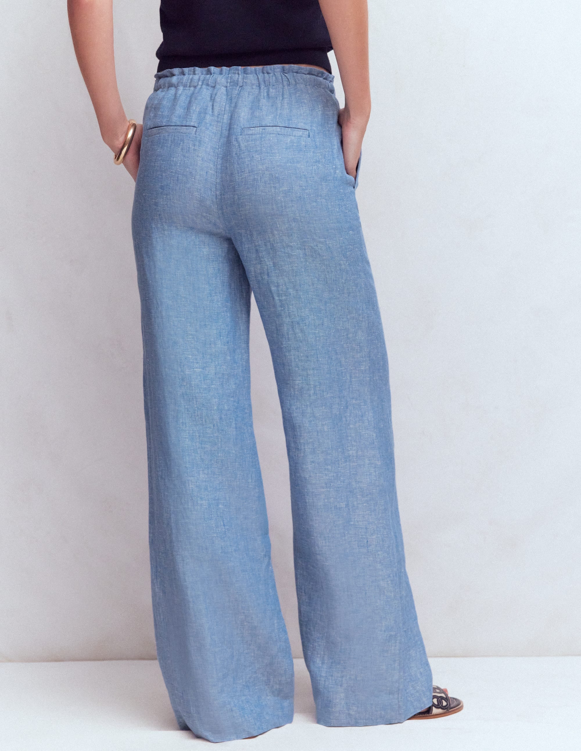 Islington Linen Trousers-Blue Chambray - Image 3