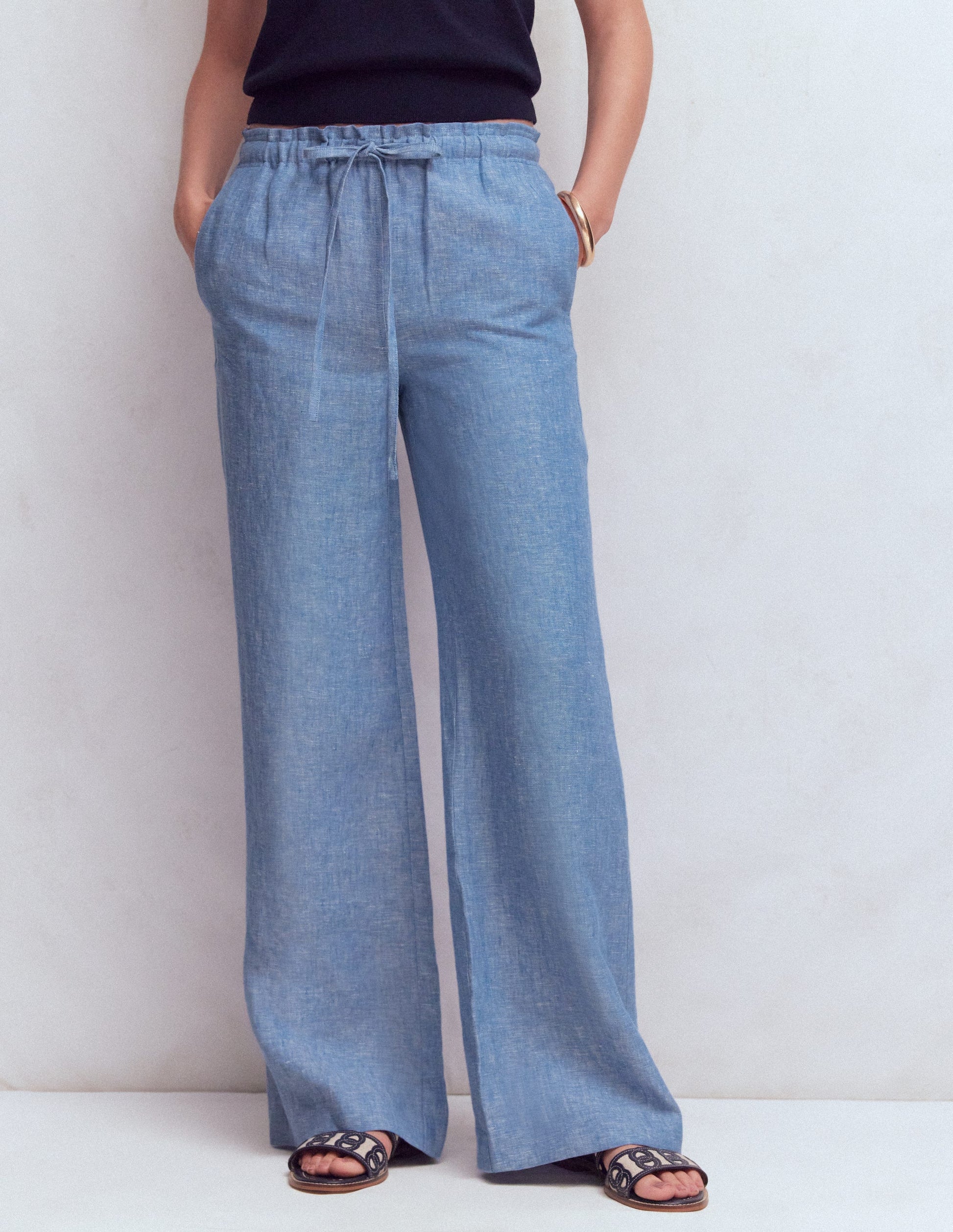 Islington Linen Trousers-Blue Chambray-4