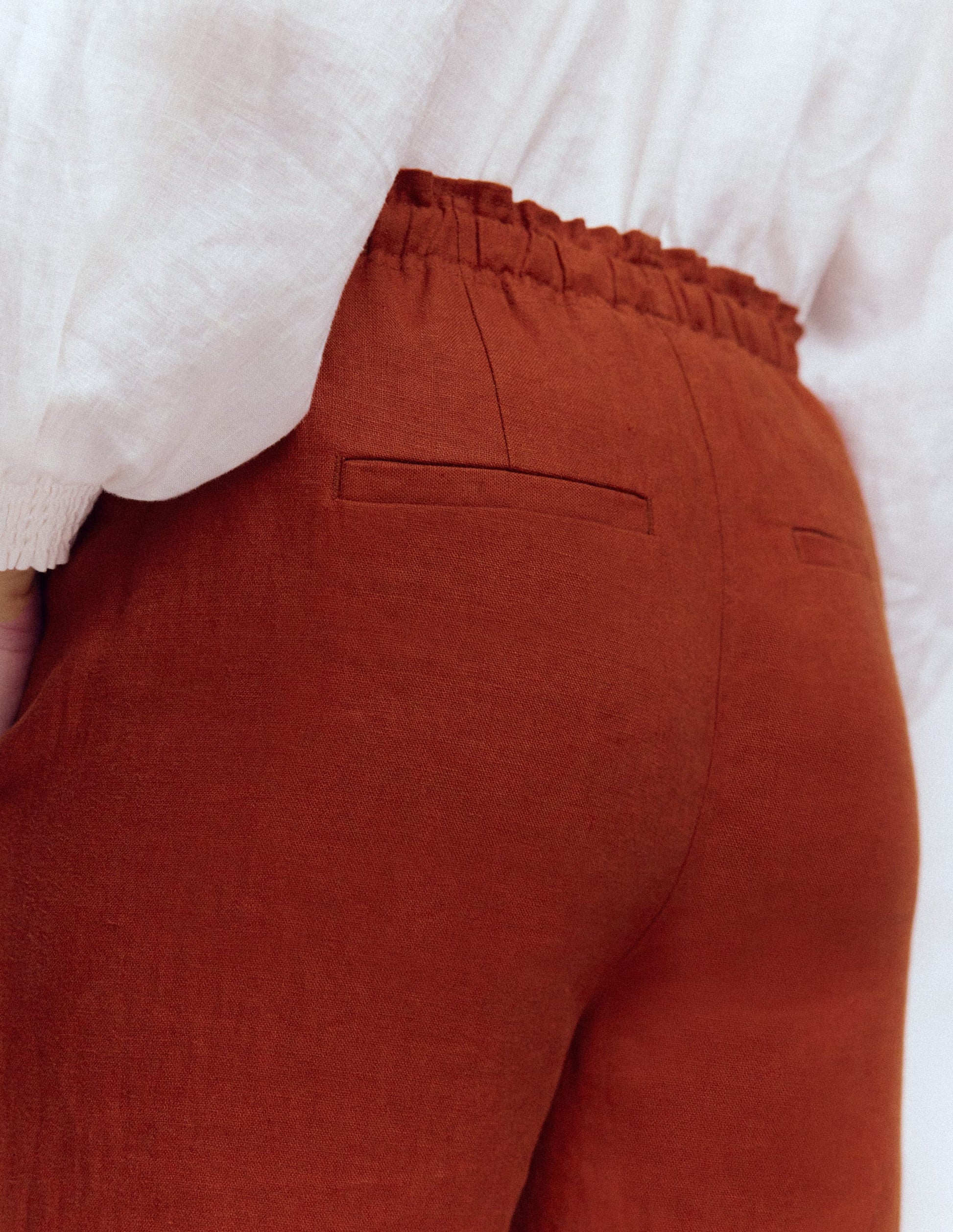 Islington Linen Trousers-Burnt Orange-2