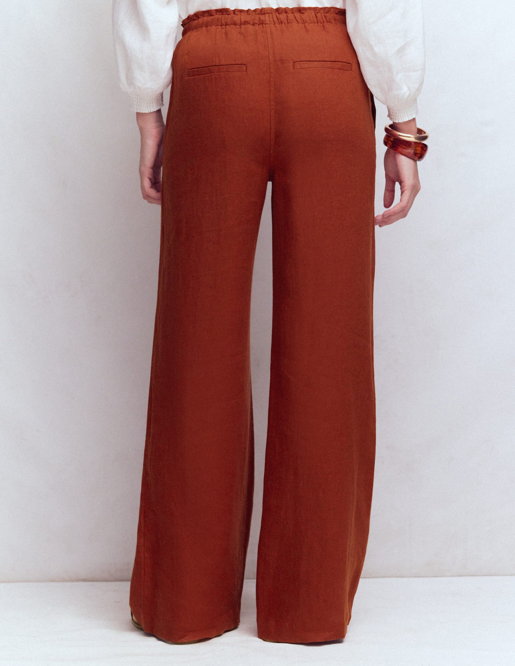 Islington Linen Trousers-Burnt Orange-3