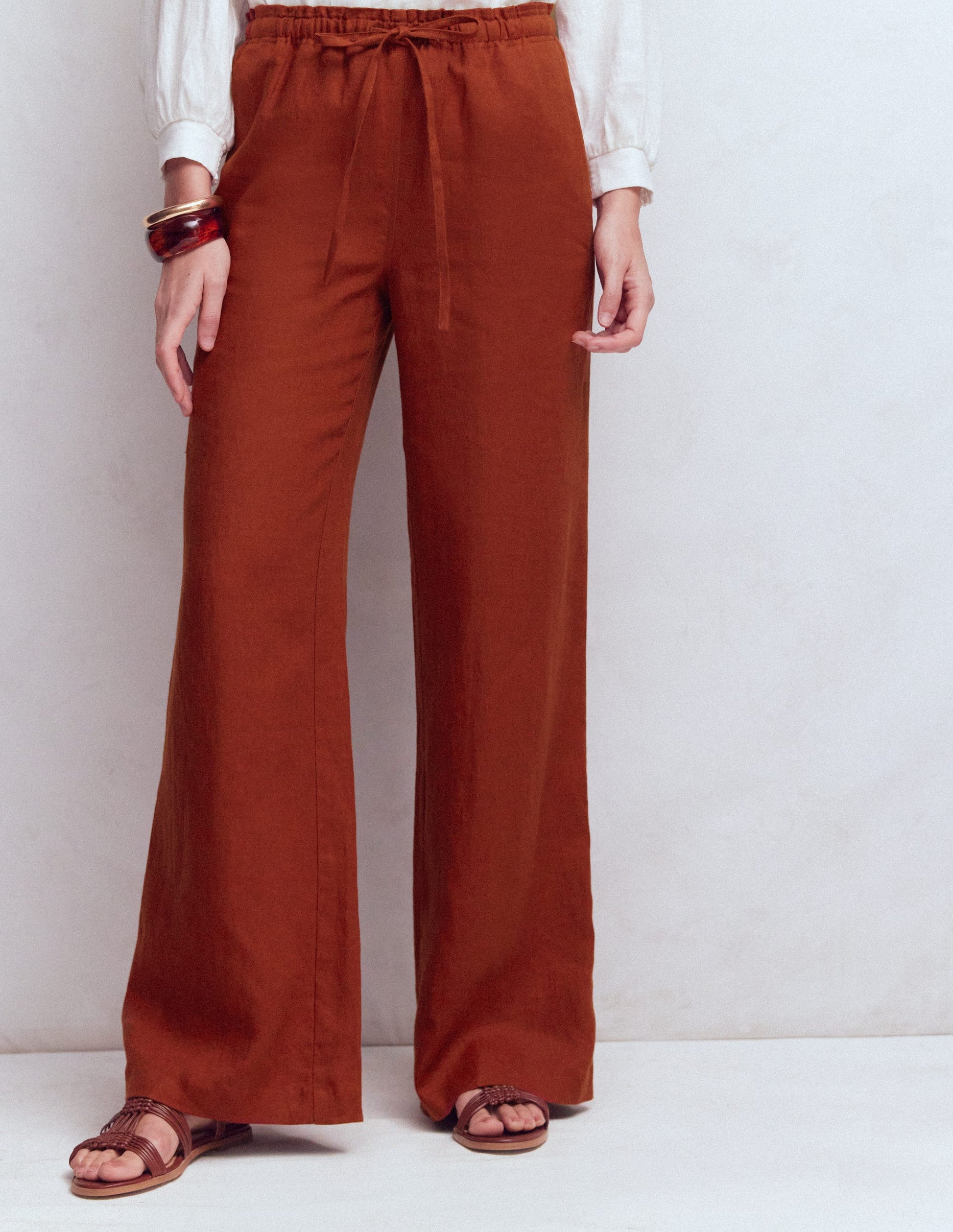 Islington Linen Trousers-Burnt Orange-6