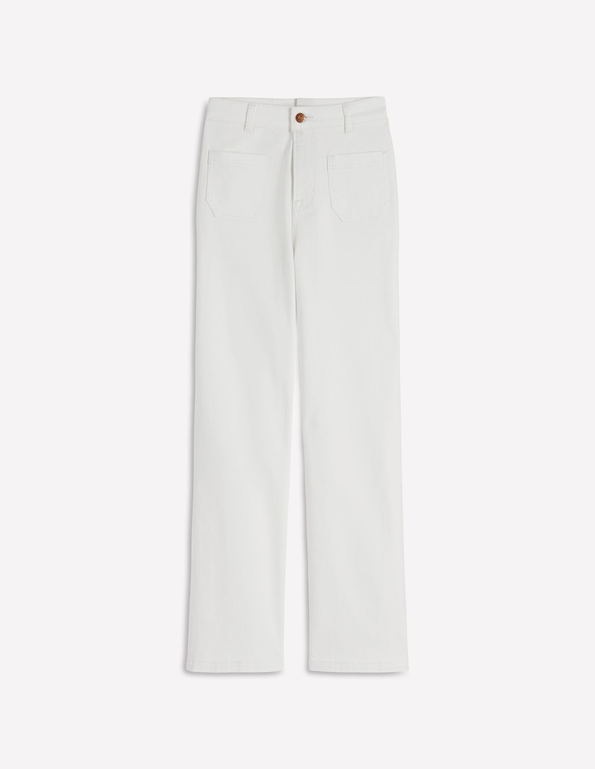 Straight Leg Pocket Jeans-White-6
