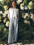 Belgravia Linen Trousers-Blue and White Stripe