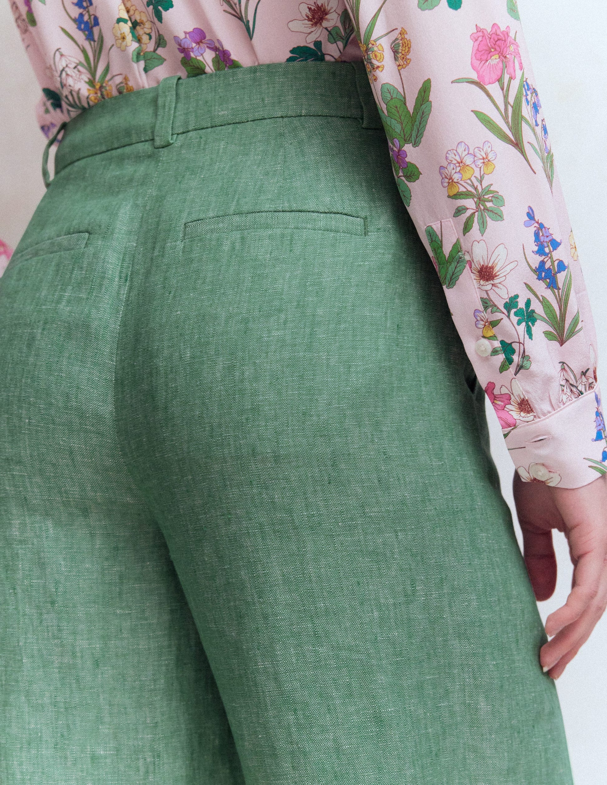 Belgravia Linen Trousers-Aloe Green Chambray-2