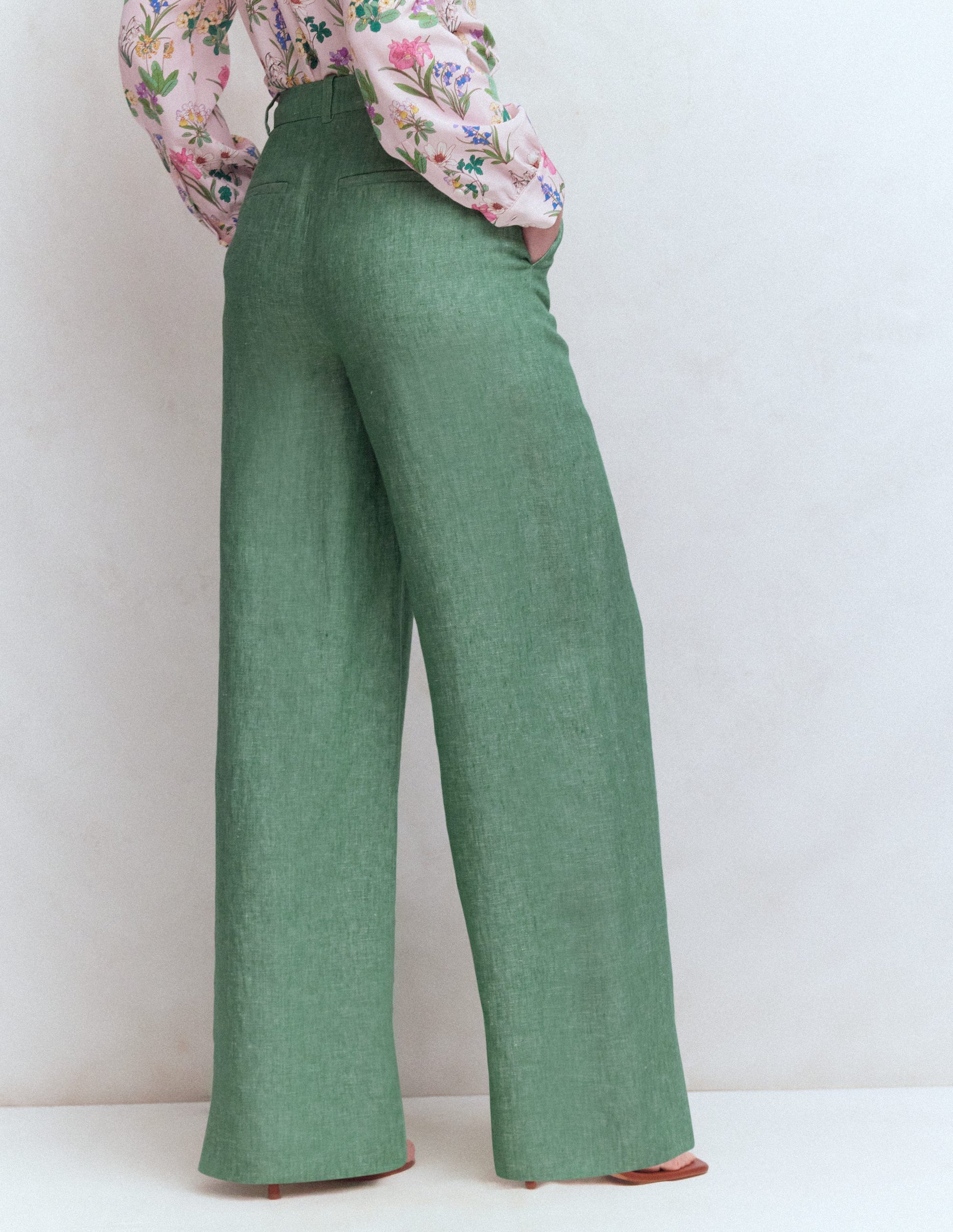 Belgravia Linen Trousers-Aloe Green Chambray-3