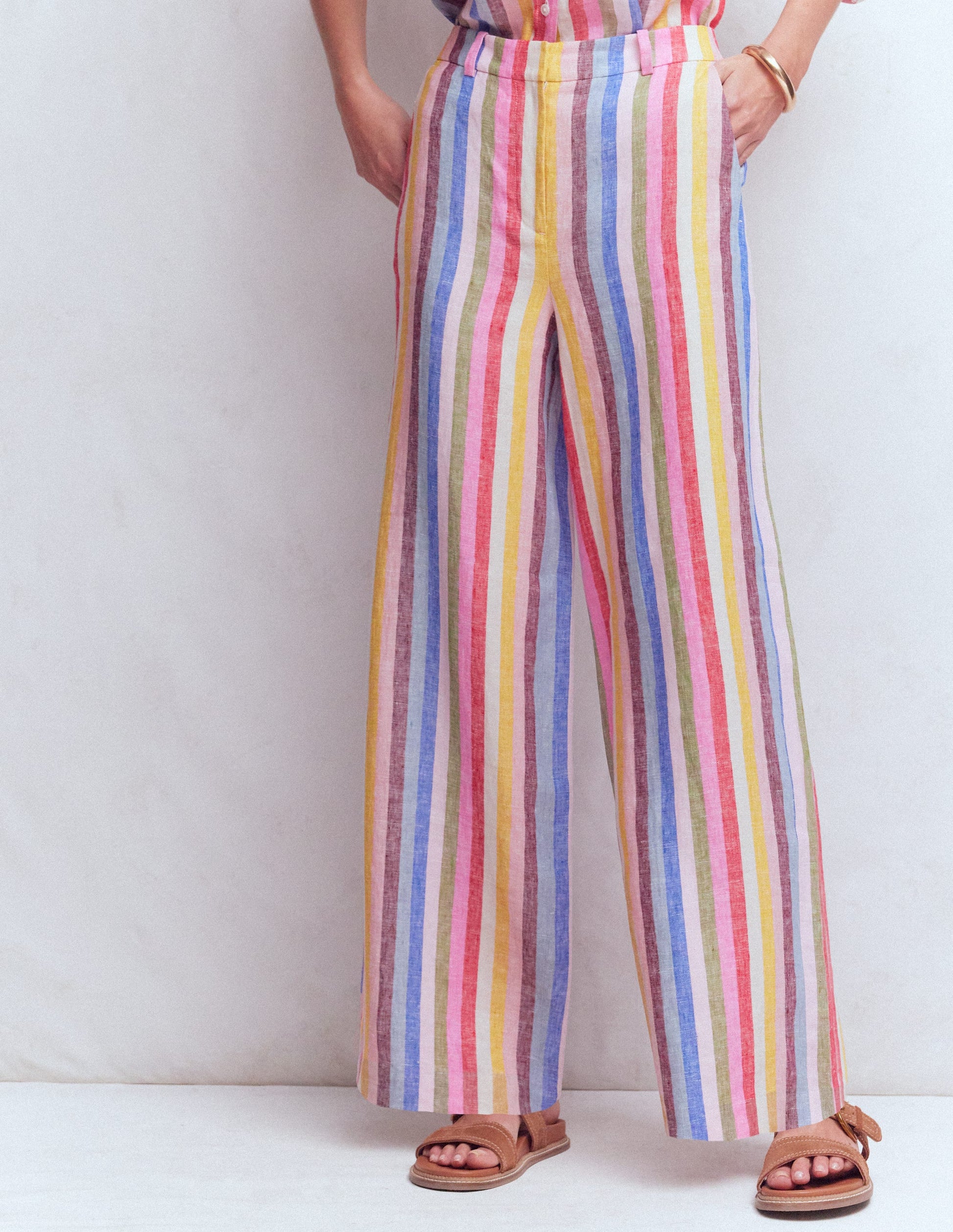 Belgravia Linen Trousers-Multi Stripe-5
