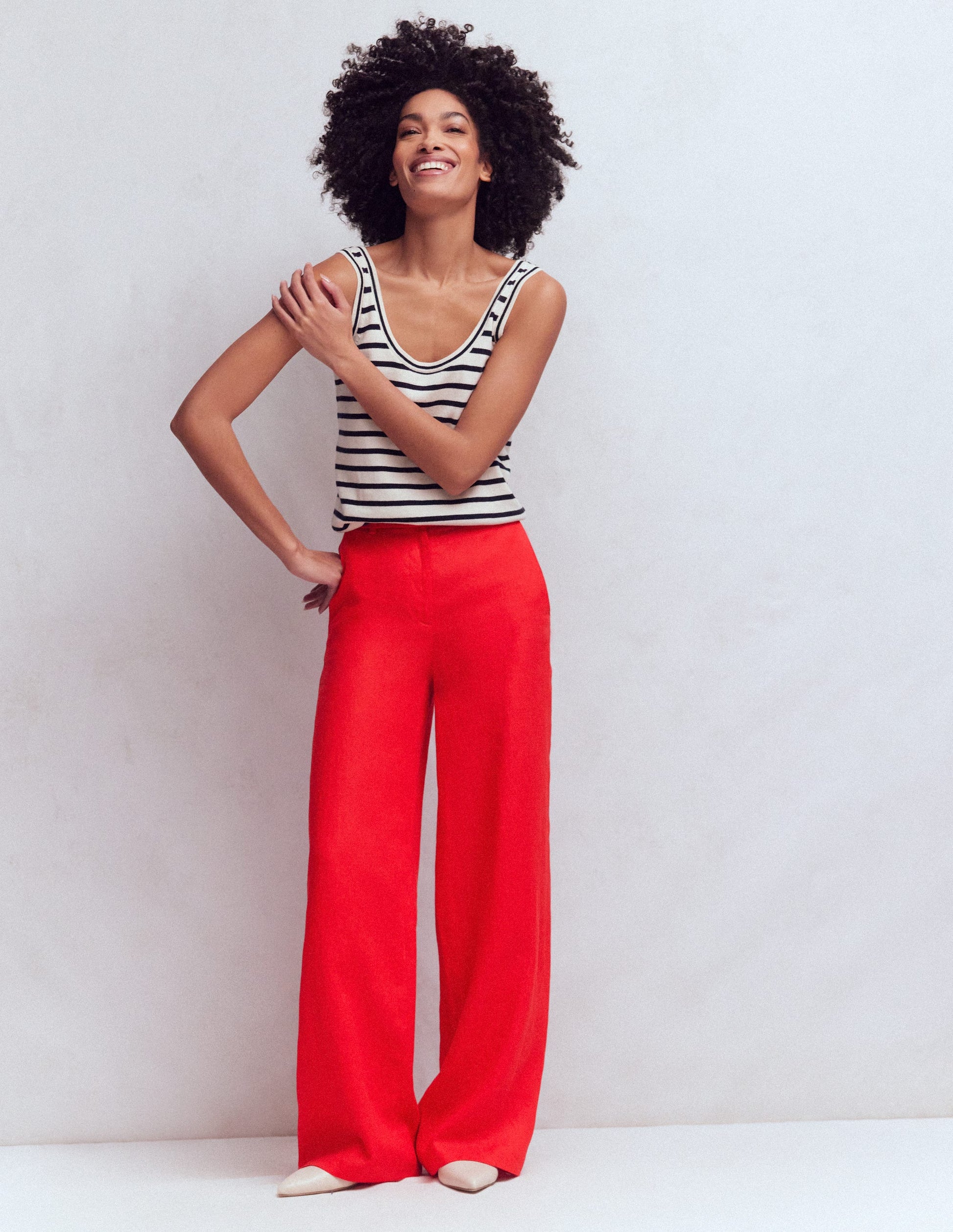 Belgravia Linen Trousers-Bright Cherry-1