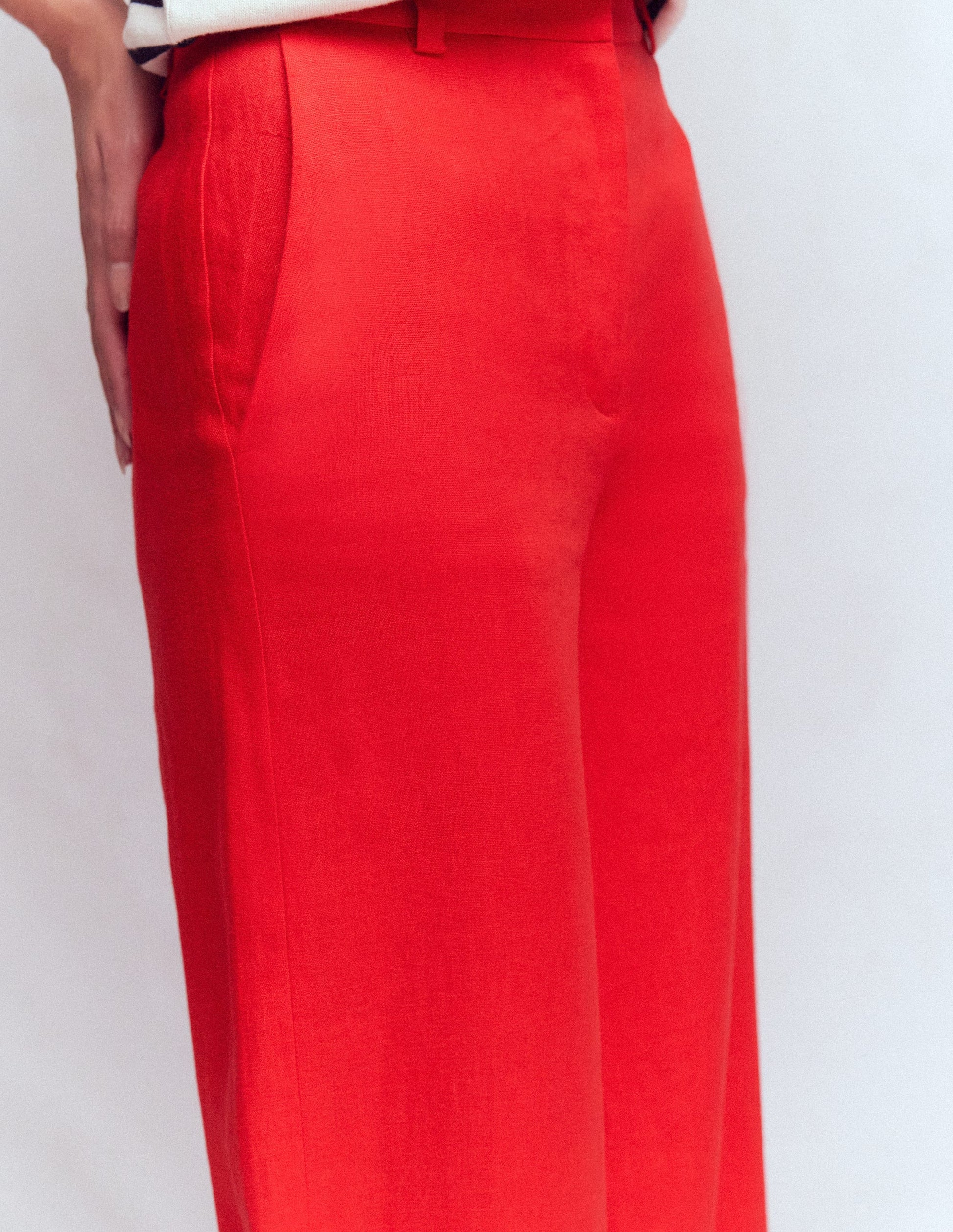 Belgravia Linen Trousers-Bright Cherry-2