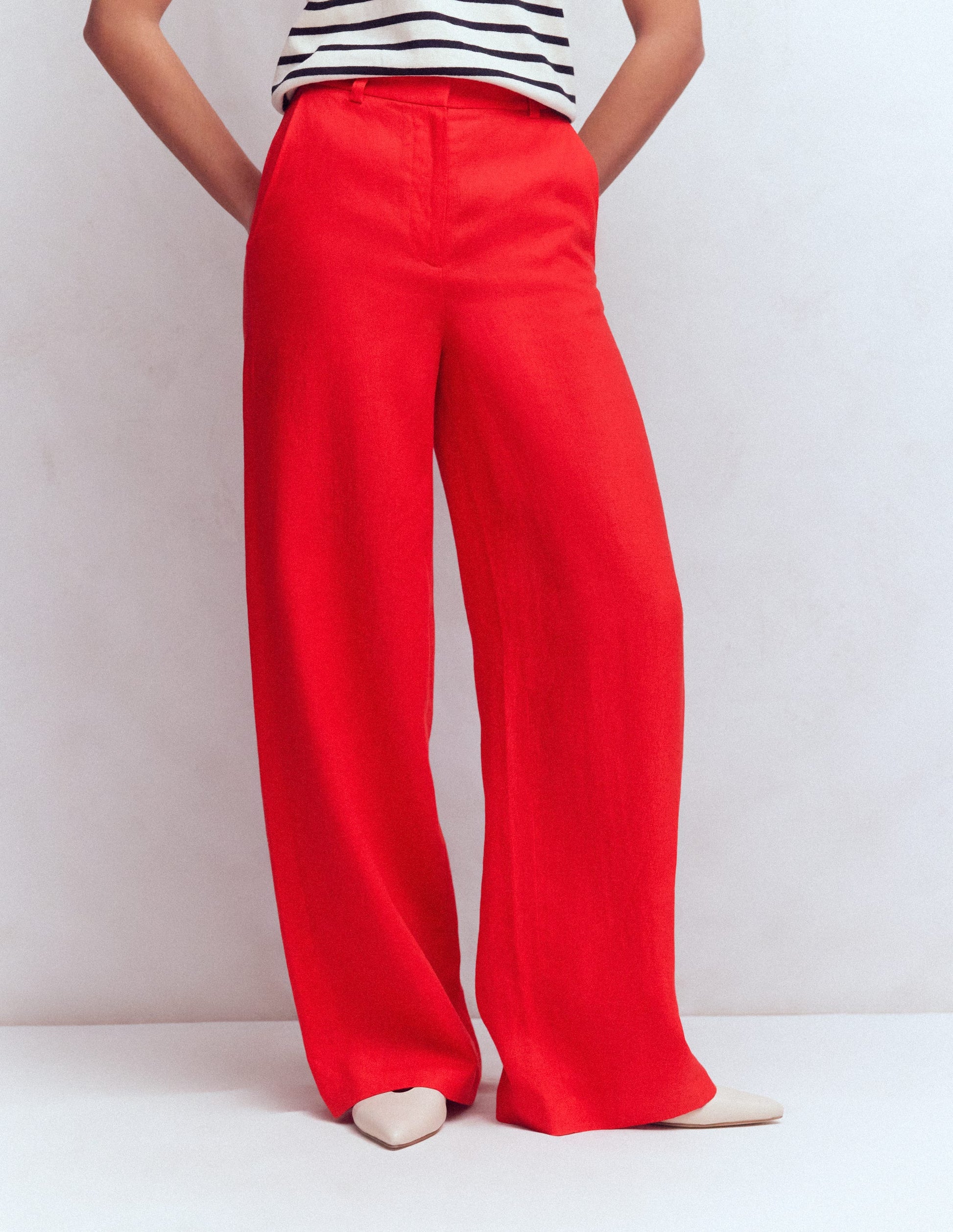 Belgravia Linen Trousers-Bright Cherry-4