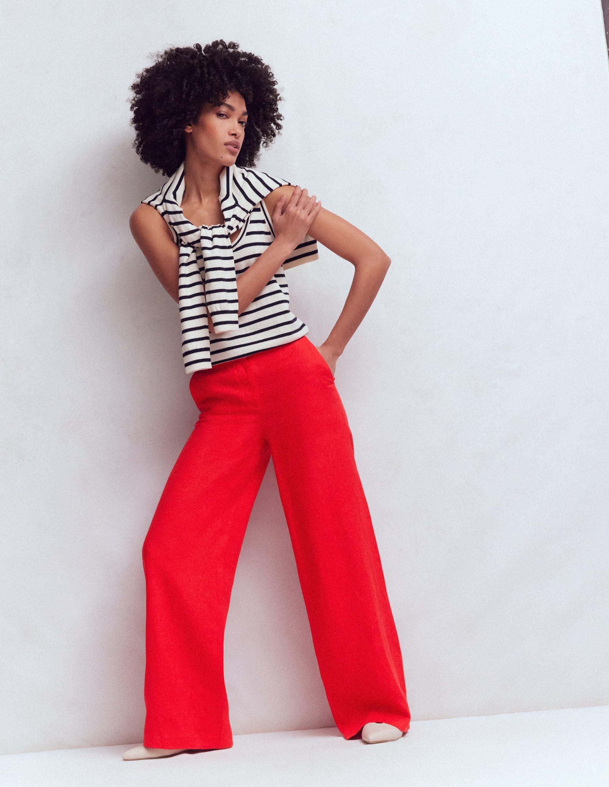 Belgravia Linen Trousers-Bright Cherry - Image 5