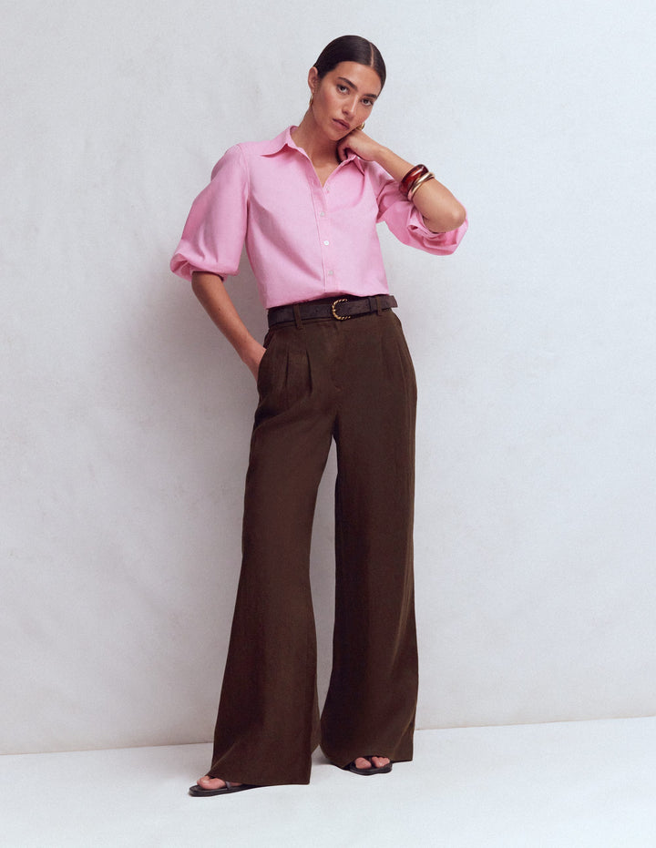Kensington Linen Trousers-Bitter Chocolate