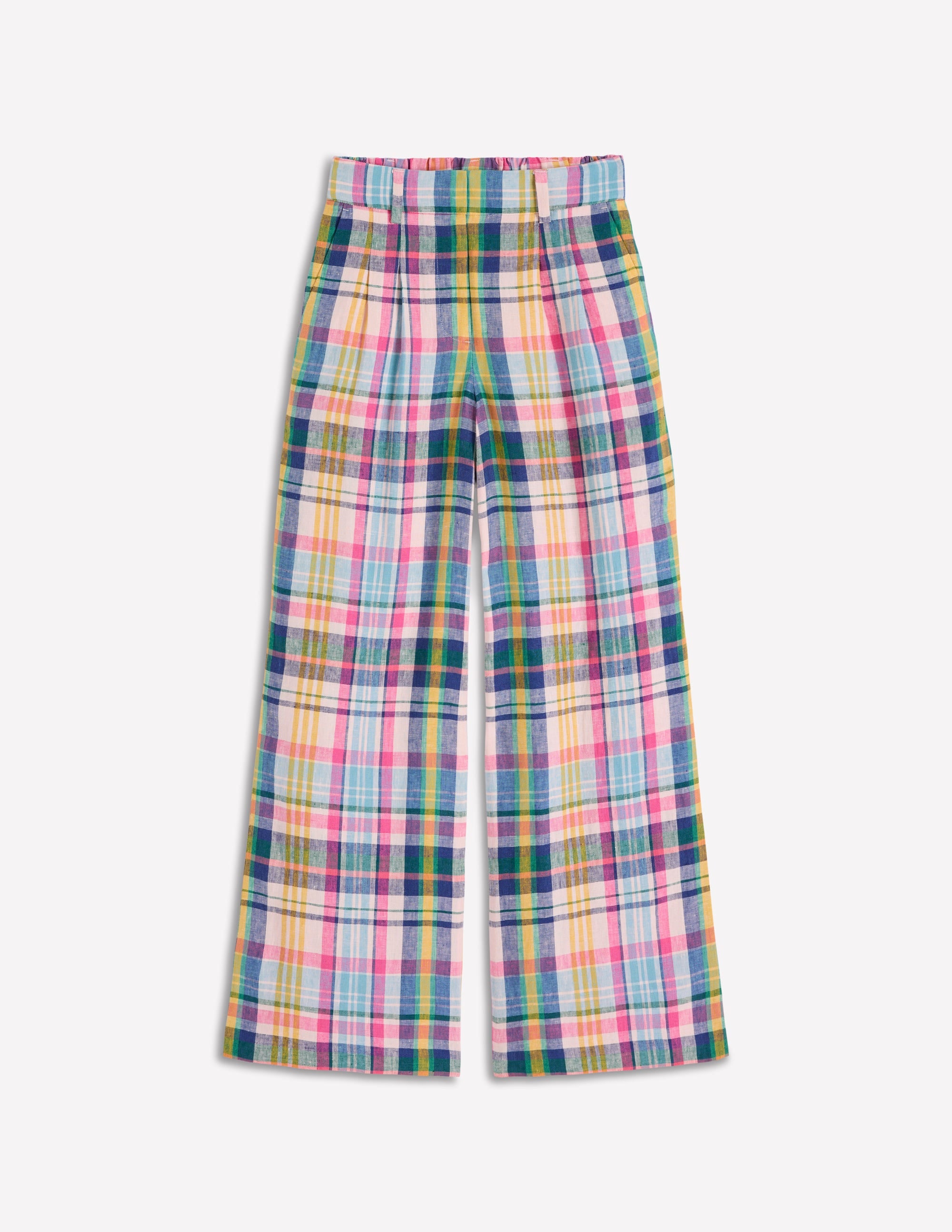 Kensington Linen Trousers-Blue, Pink and Green Madras - Image 7