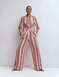 Kensington Linen Trousers-Pink and Green Stripe