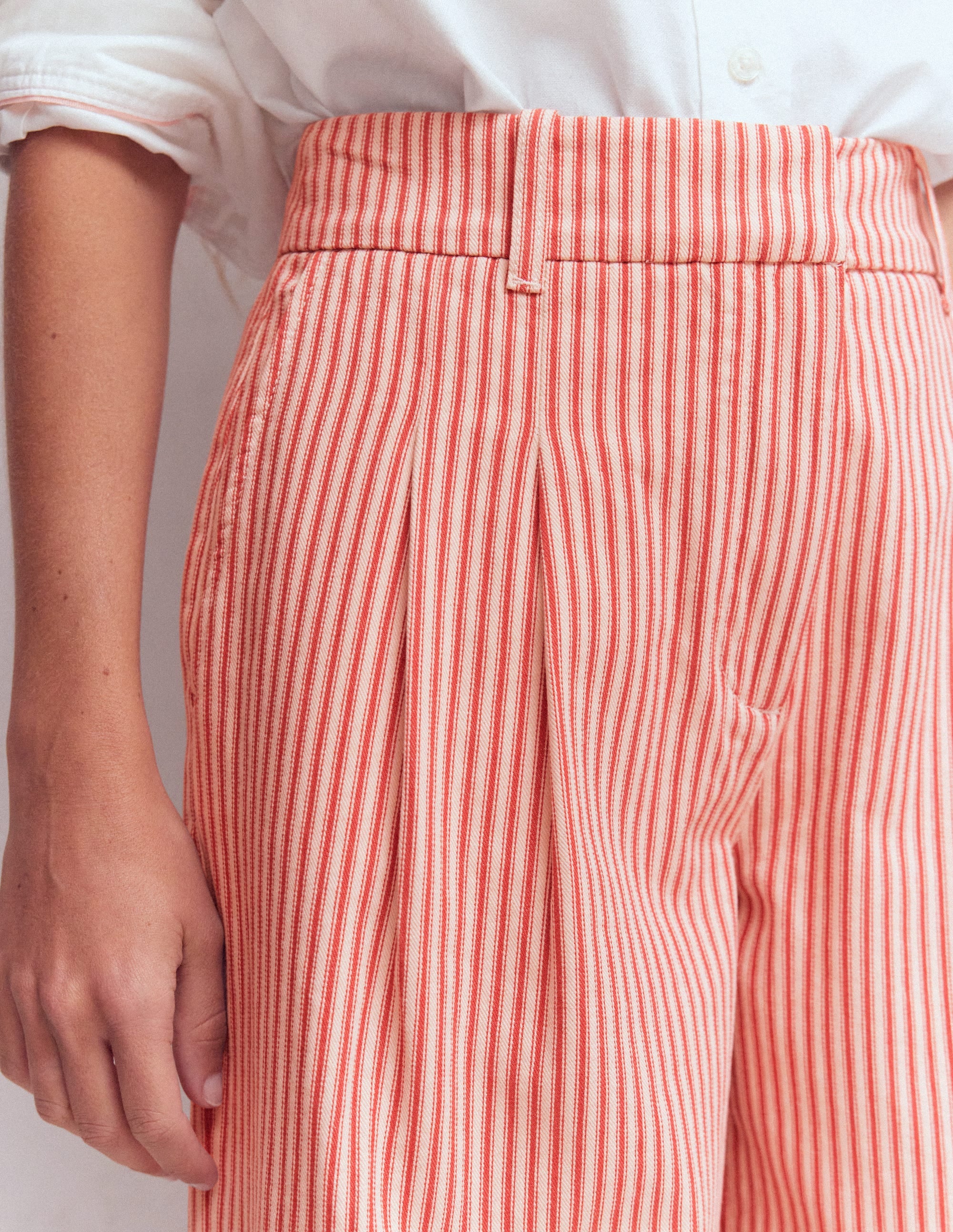 Kensington Wide Leg Trousers-Red Ticking Stripe - Image 2
