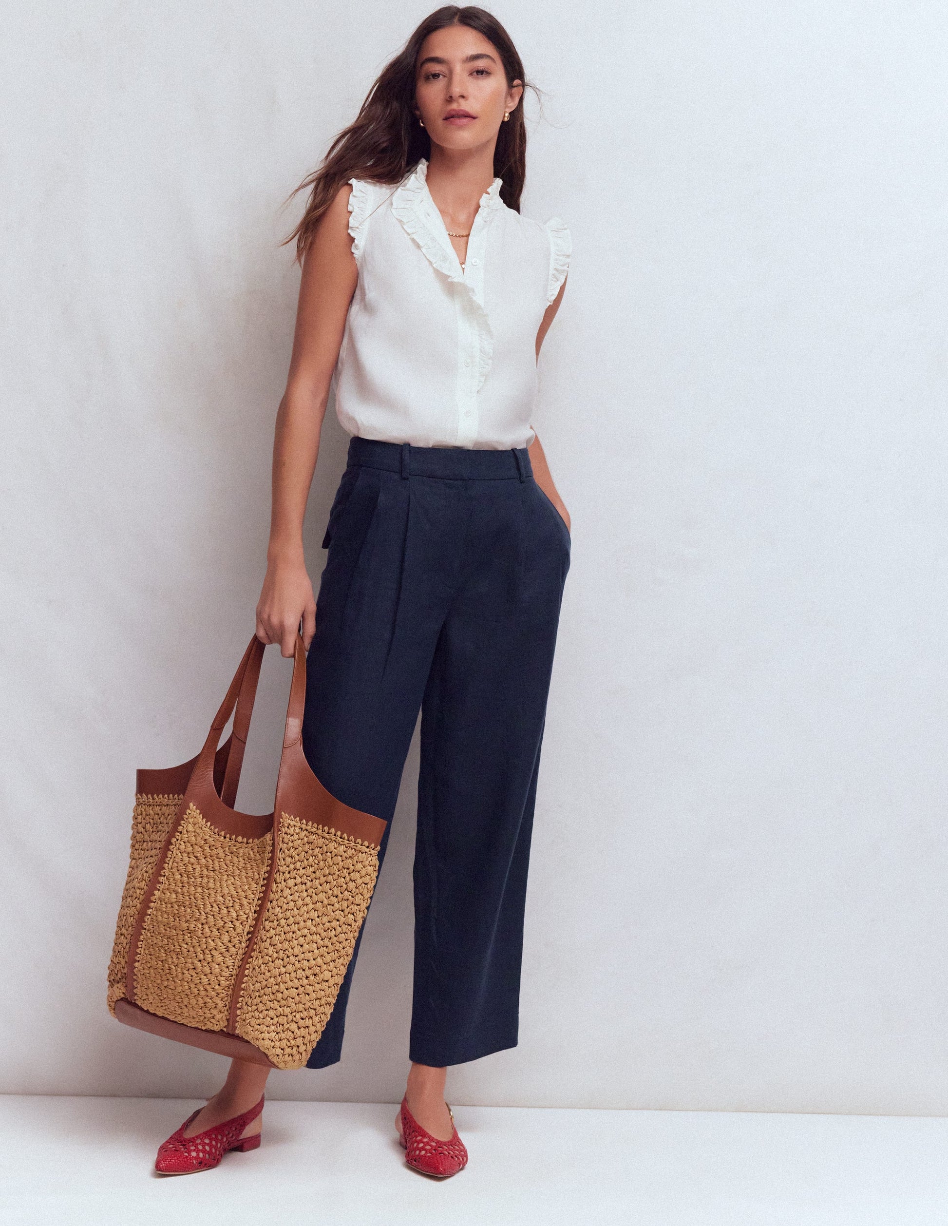 Bloomsbury Linen Trousers-Navy-1