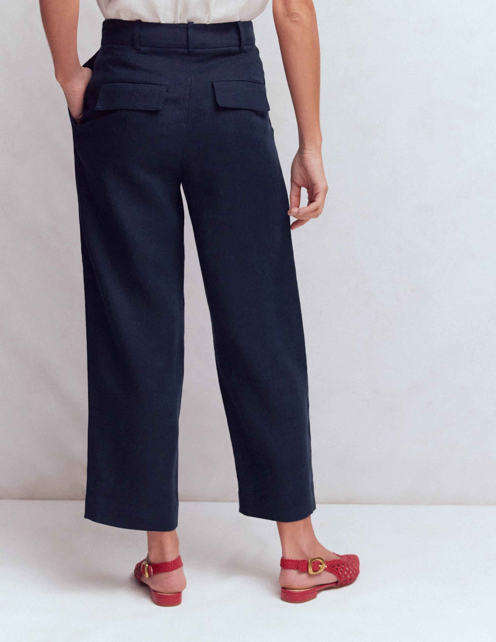 Bloomsbury Linen Trousers-Navy - Image 3