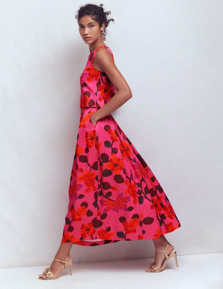 Verity Maxi Skirt-Pink, Elaborate Blossom