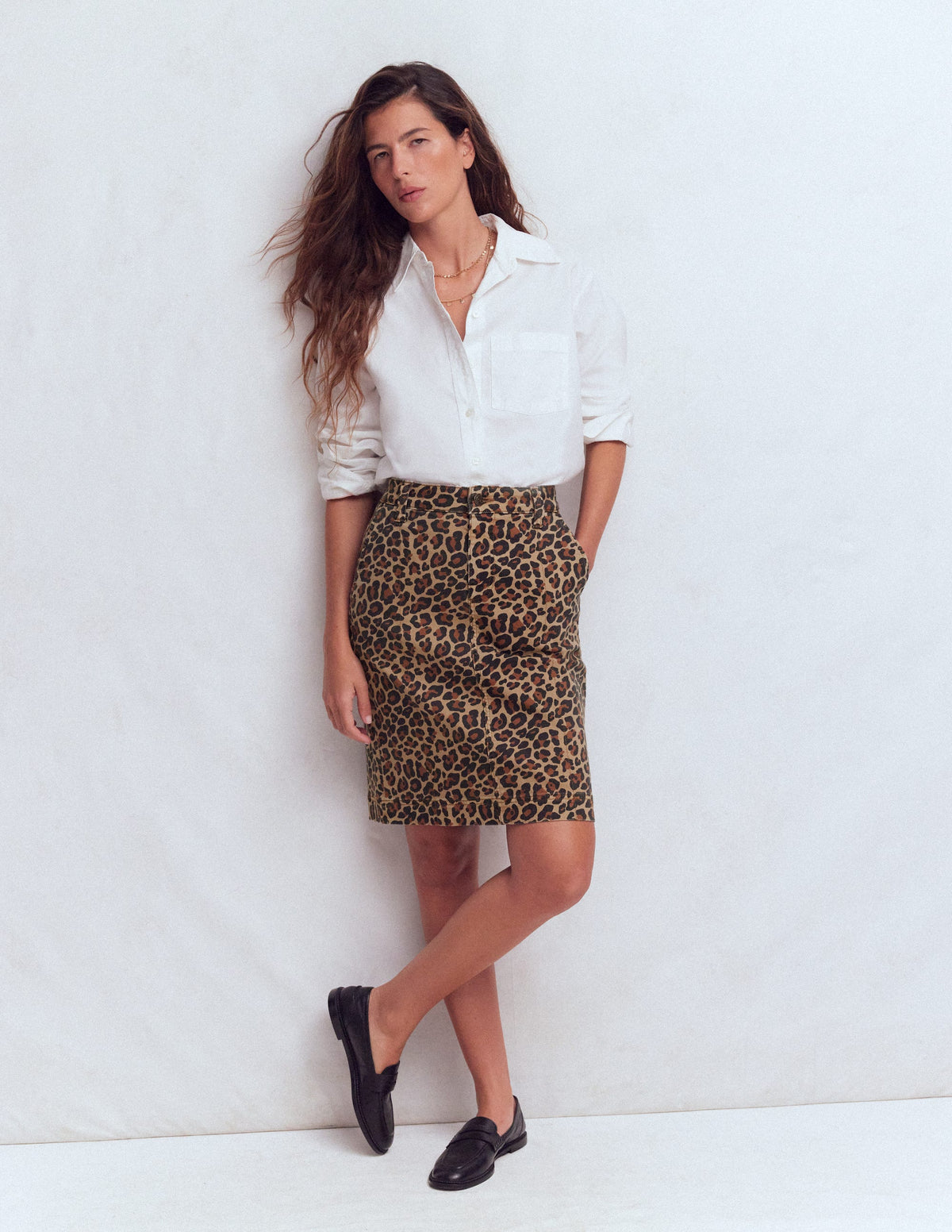 Straight Denim Skirt-Animal Print - Image 4