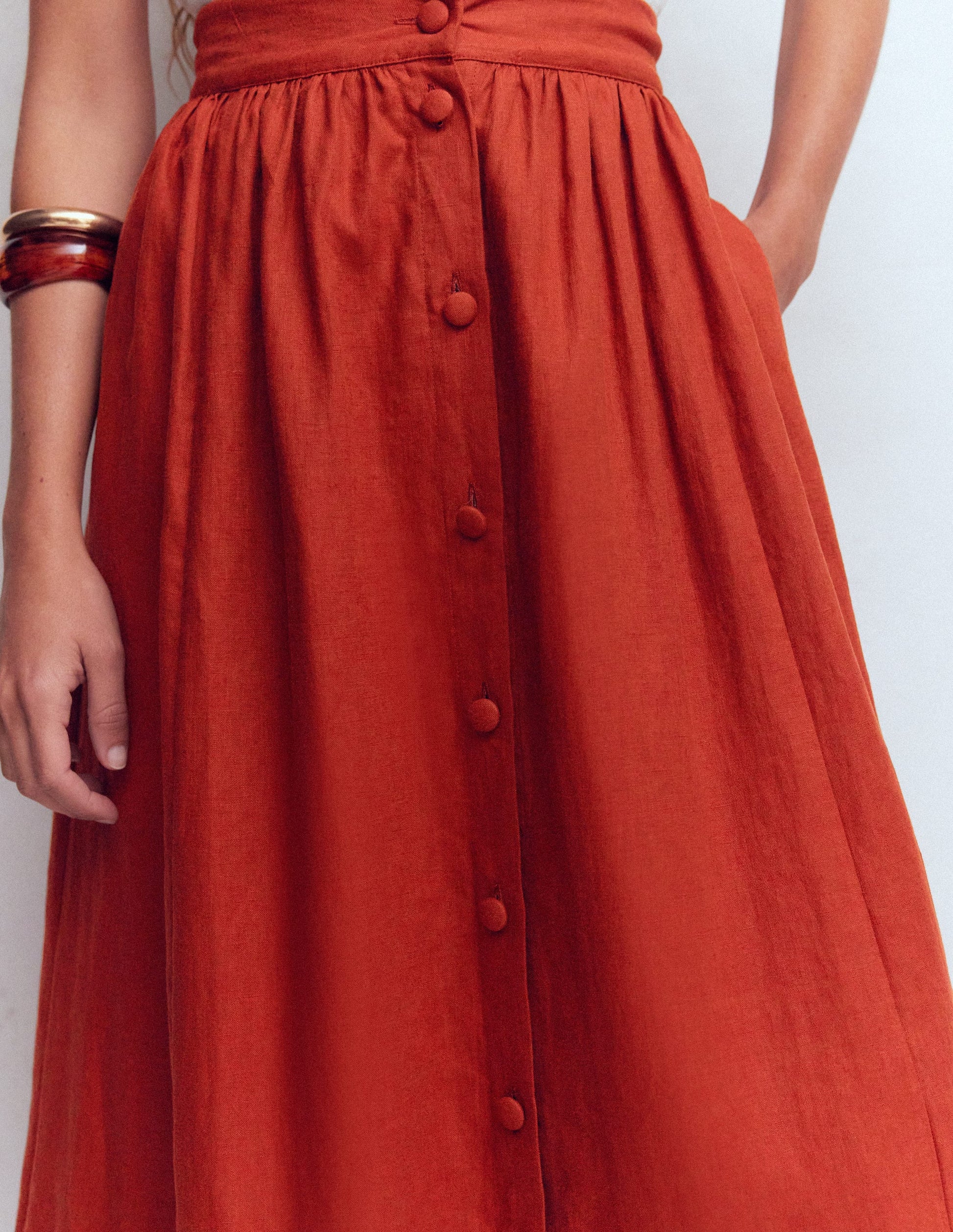 Emma Linen Maxi Skirt-Burnt Orange-2