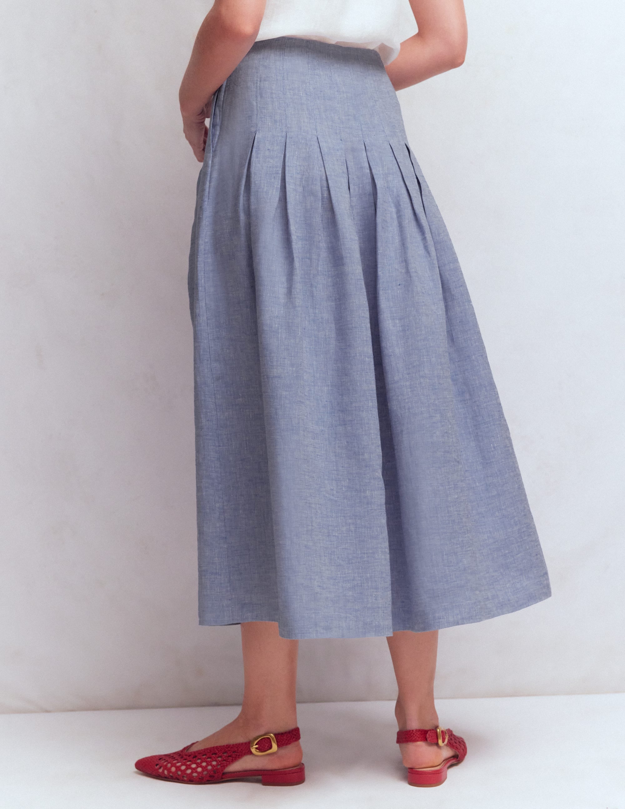 Valentina Linen Skirt-Blue Chambray - Image 3