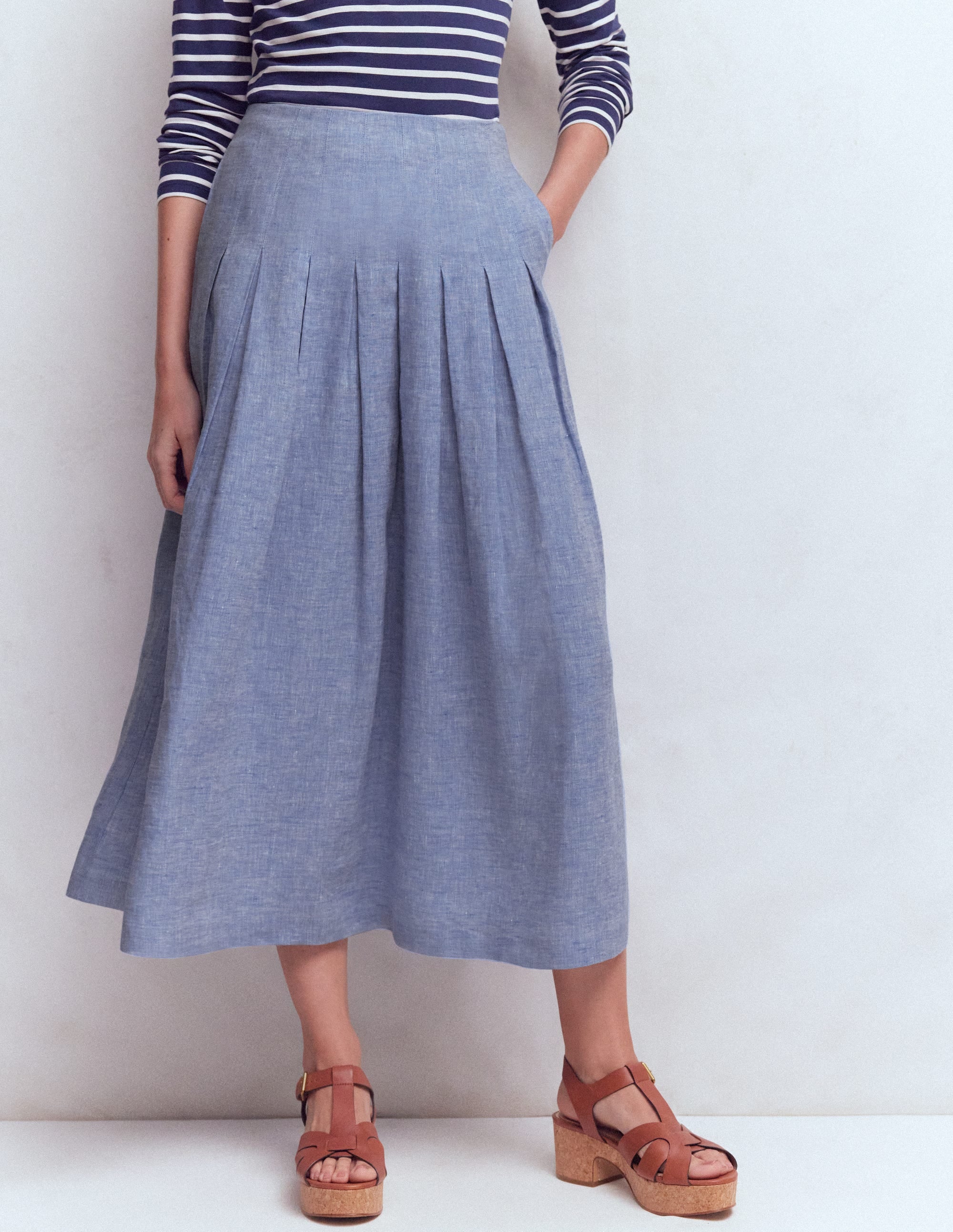 Valentina Linen Skirt-Blue Chambray - Image 5