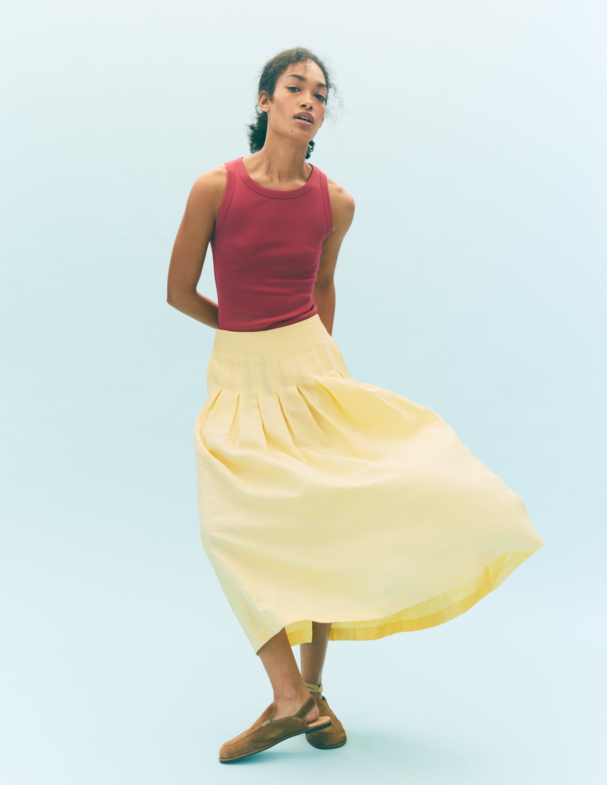 Valentina Linen Skirt-Buttercream - Image 6