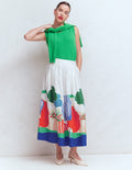Valentina Linen Skirt-Multi, Abstract Valley