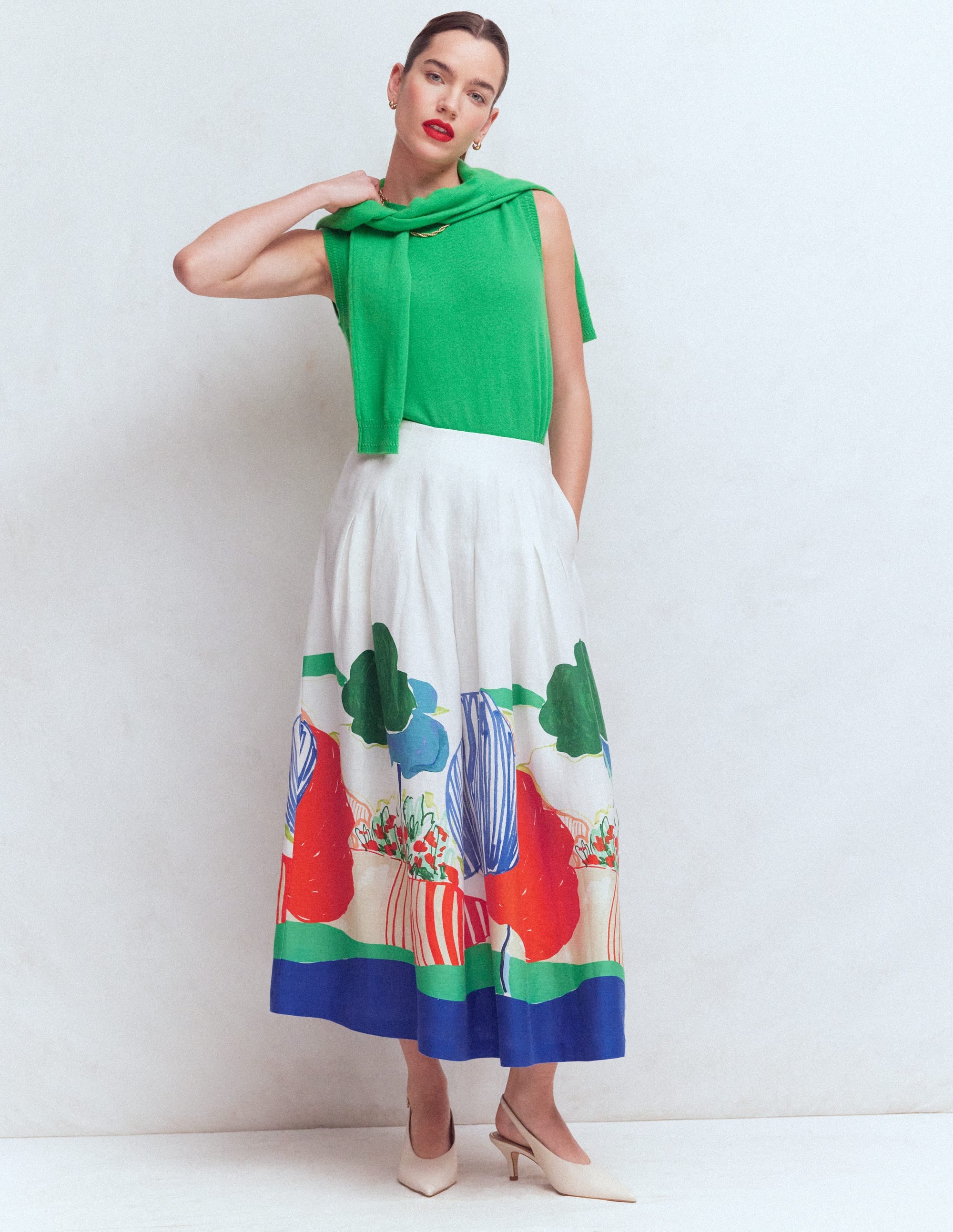 Valentina Linen Skirt-Multi, Abstract Valley - Image 1