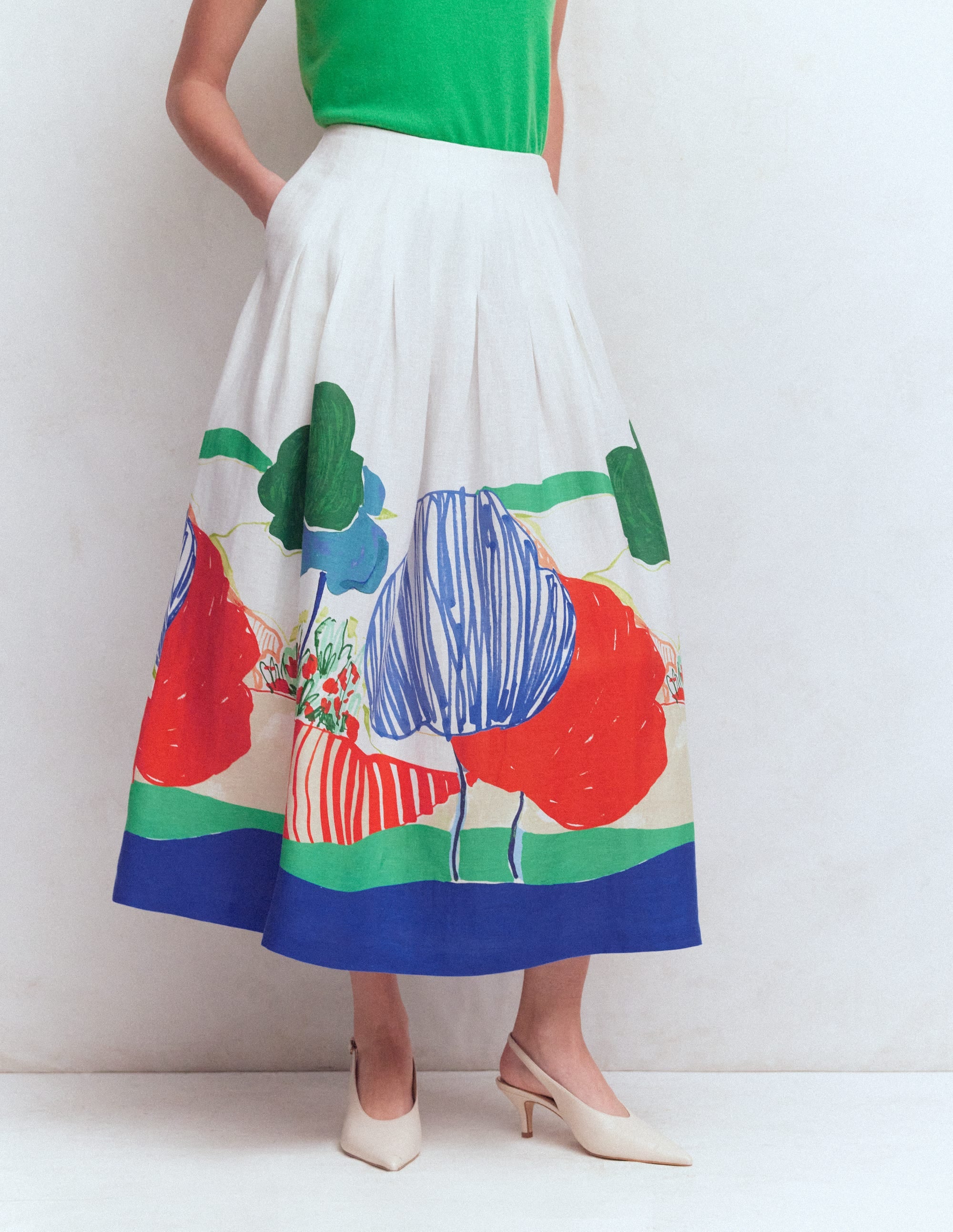 Valentina Linen Skirt-Multi, Abstract Valley - Image 4