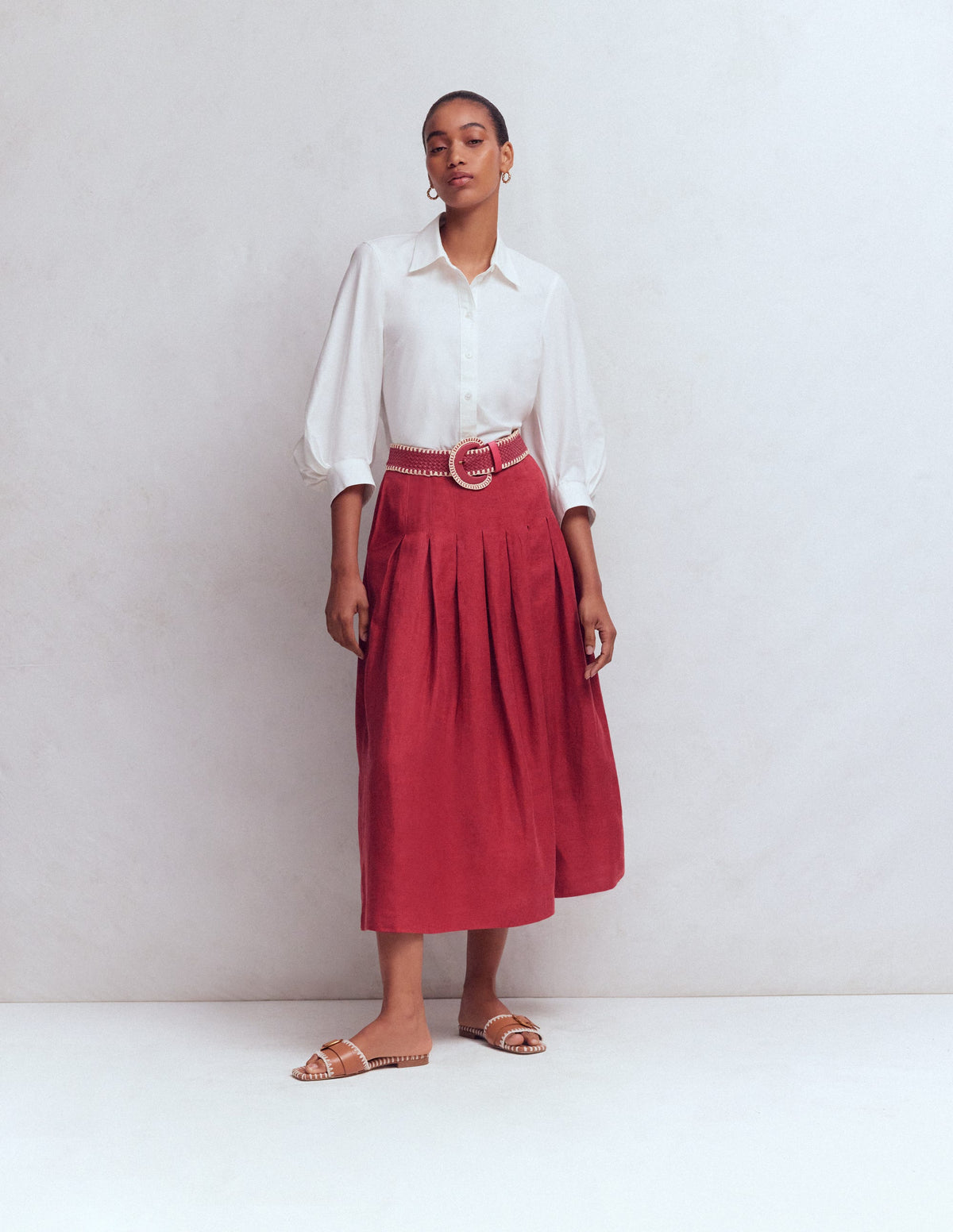 Valentina Linen Skirt-Rich Chestnut - Image 1