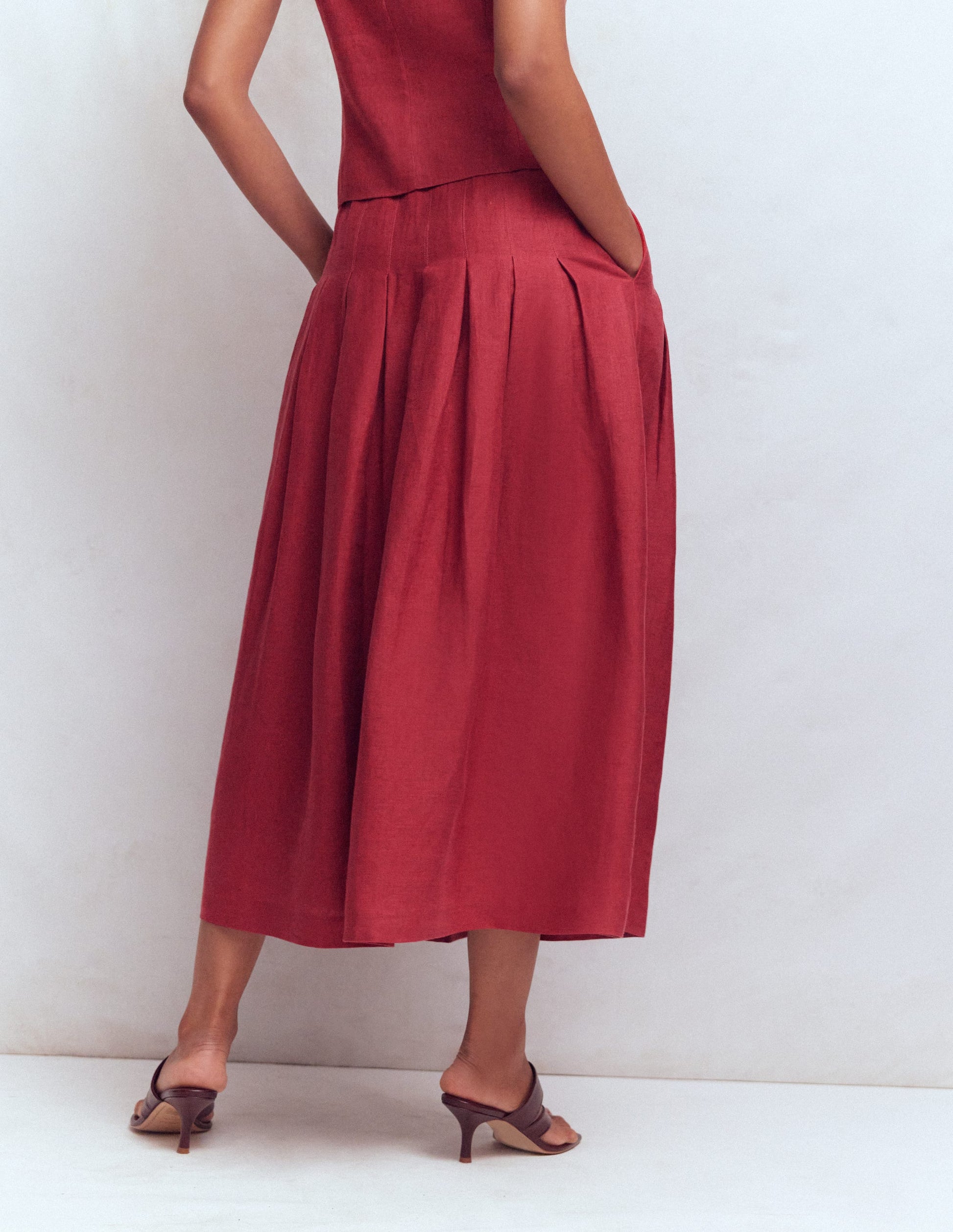 Valentina Linen Skirt-Rich Chestnut-3