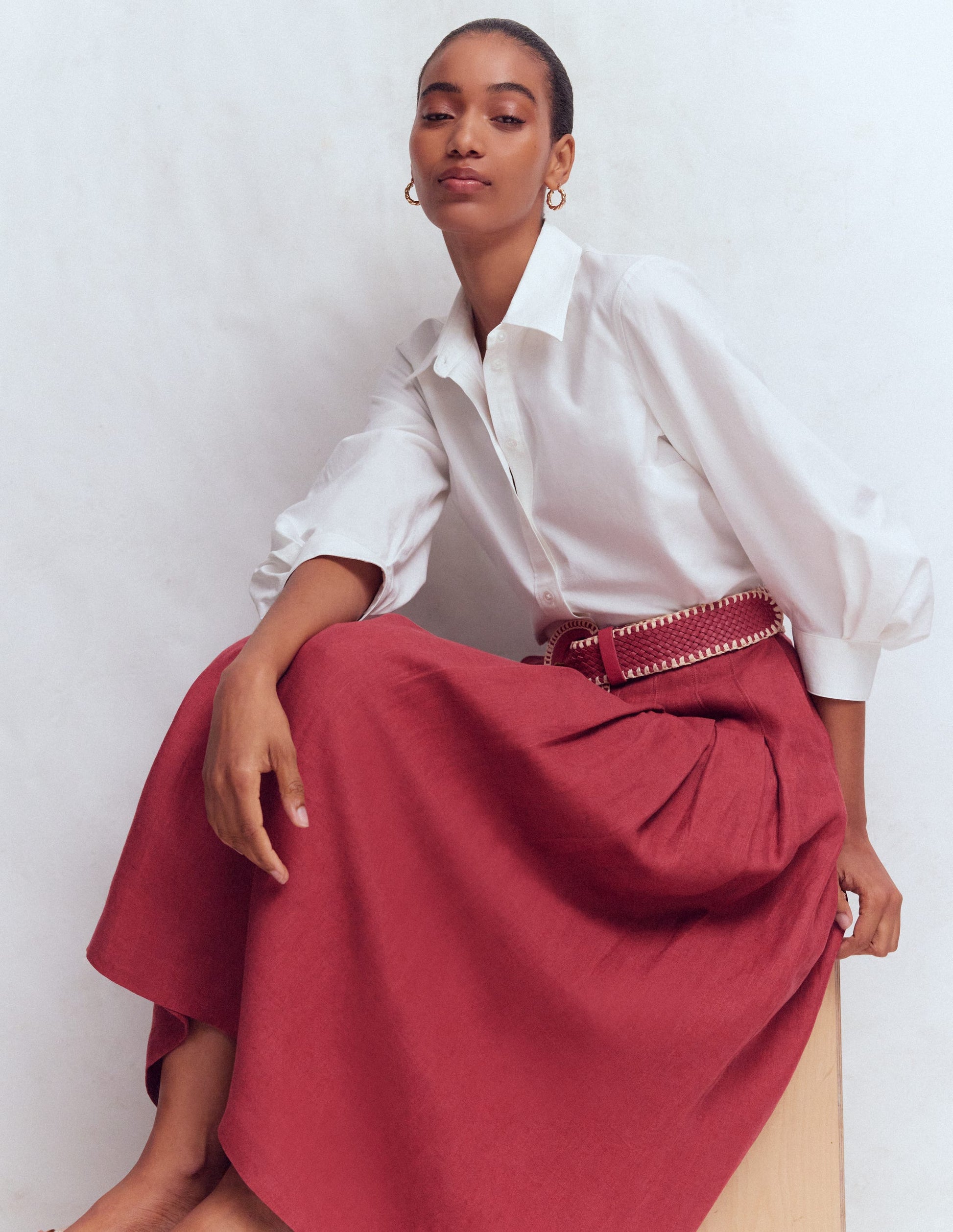 Valentina Linen Skirt-Rich Chestnut-5
