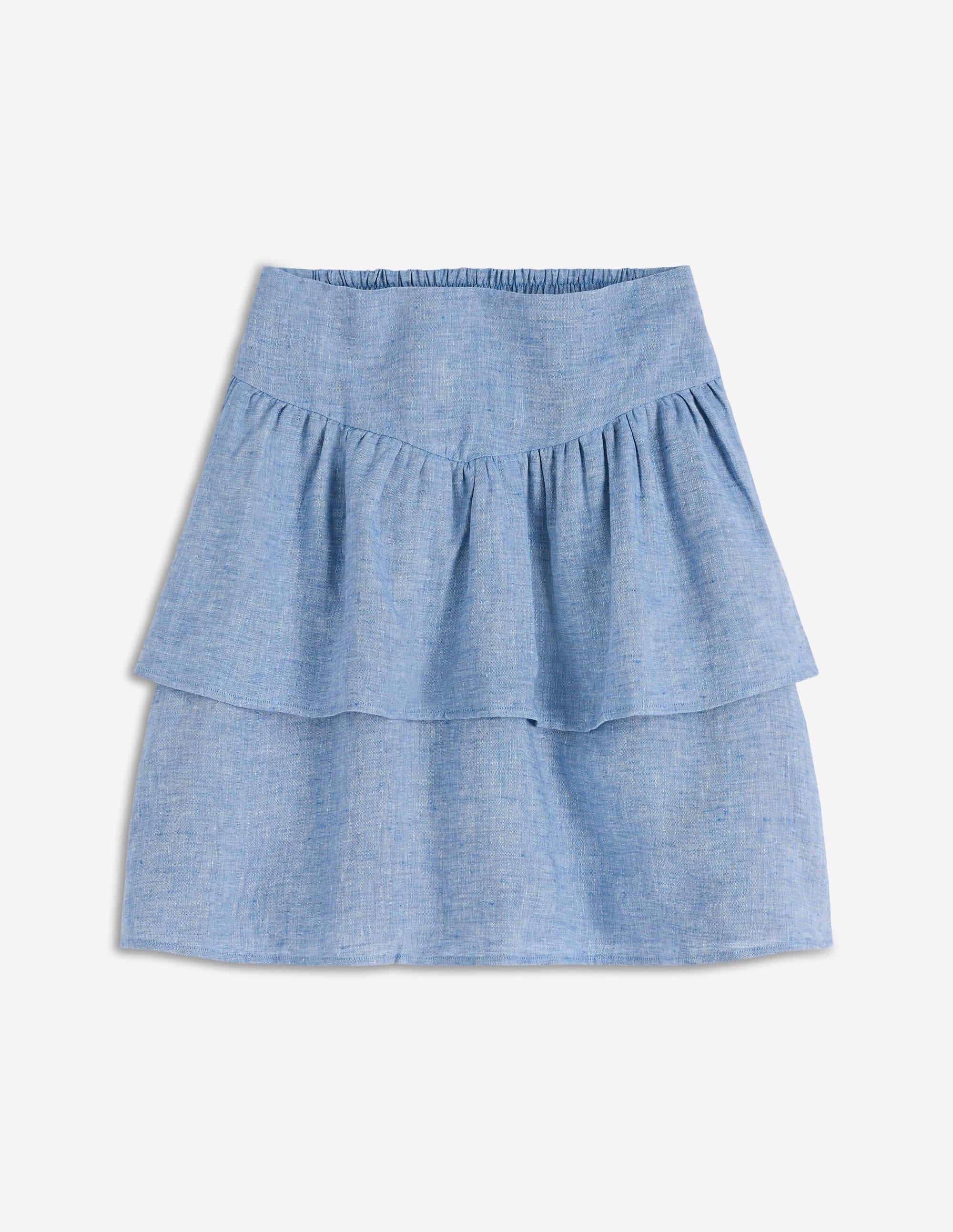 Tiered Linen Skirt-Blue Chambray - Image 6