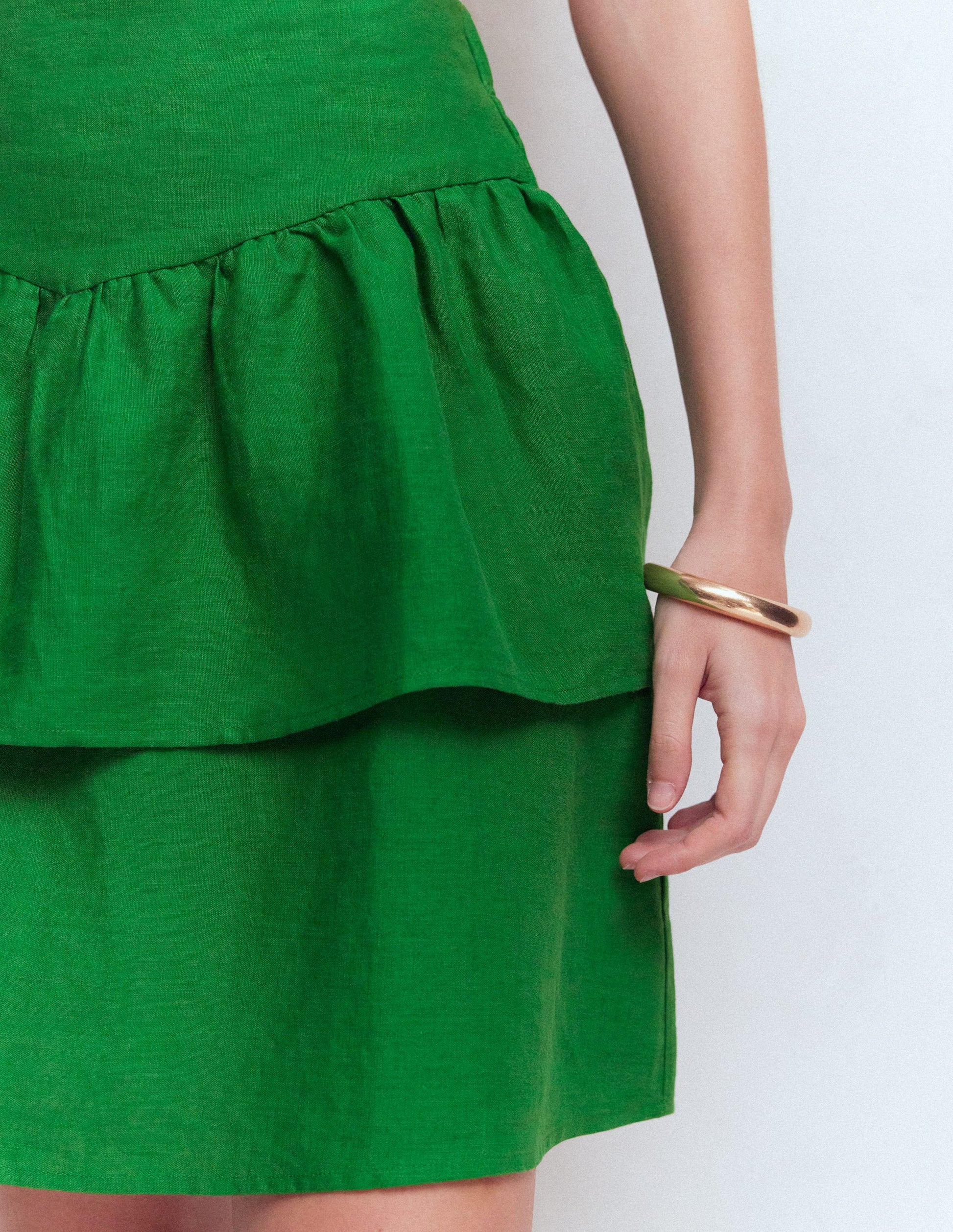 Tiered Linen Skirt-Highland Green-2