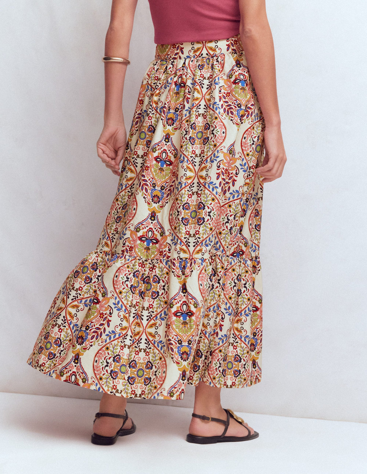 Abigail Poplin Maxi Skirt-Multi, Enchanted Gardenia - Image 3
