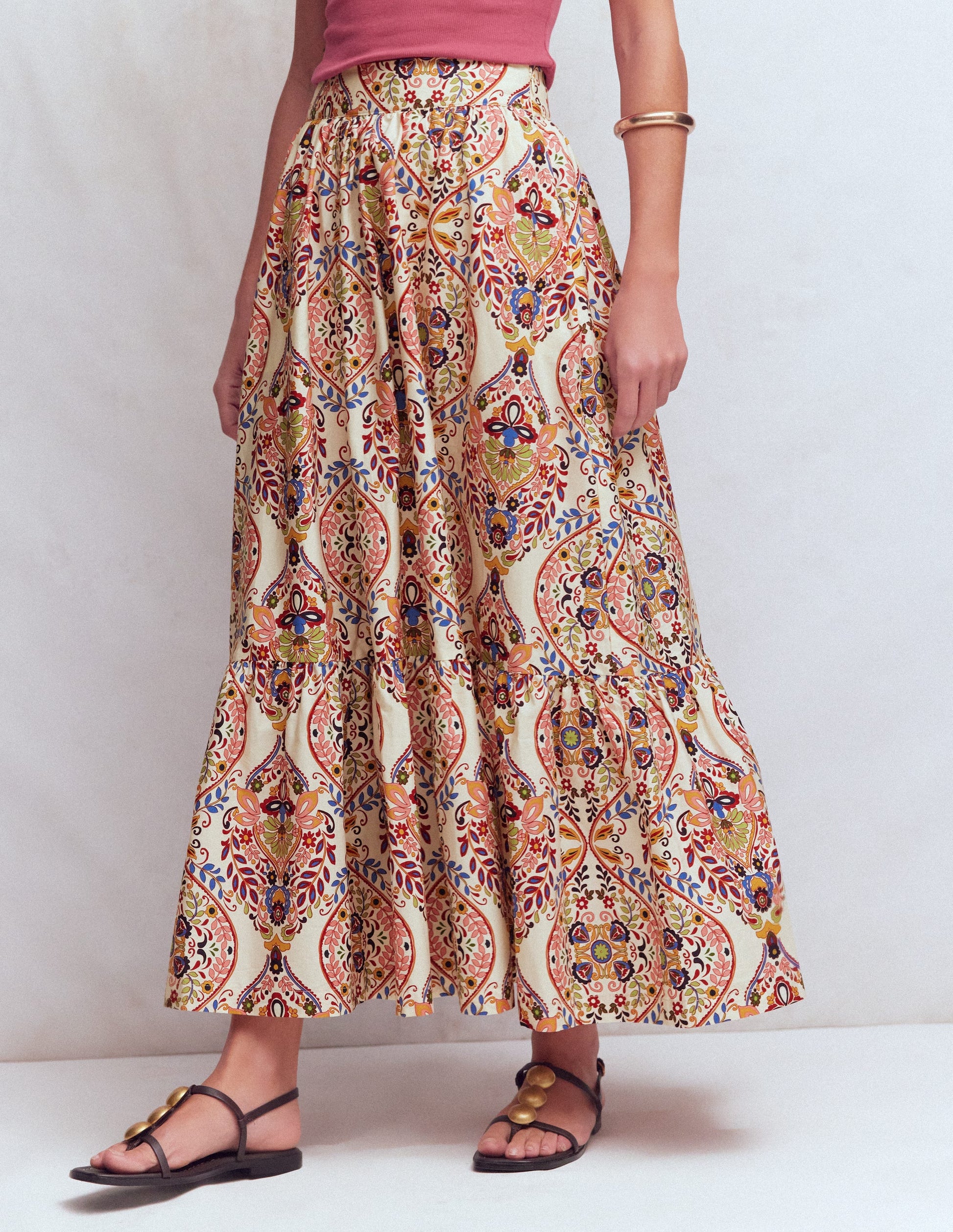 Abigail Poplin Maxi Skirt-Multi, Enchanted Gardenia-5