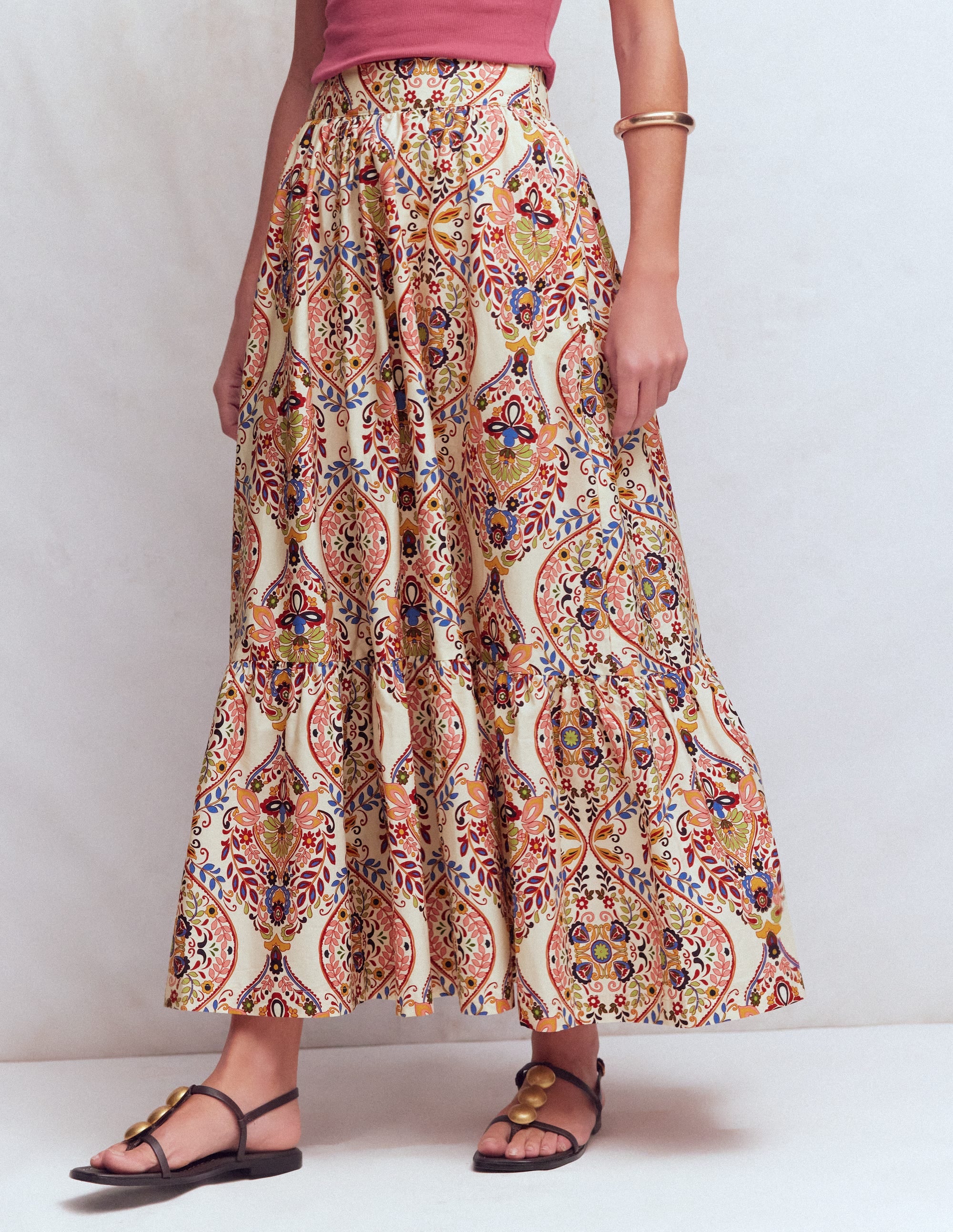 Abigail Poplin Maxi Skirt-Multi, Enchanted Gardenia - Image 4