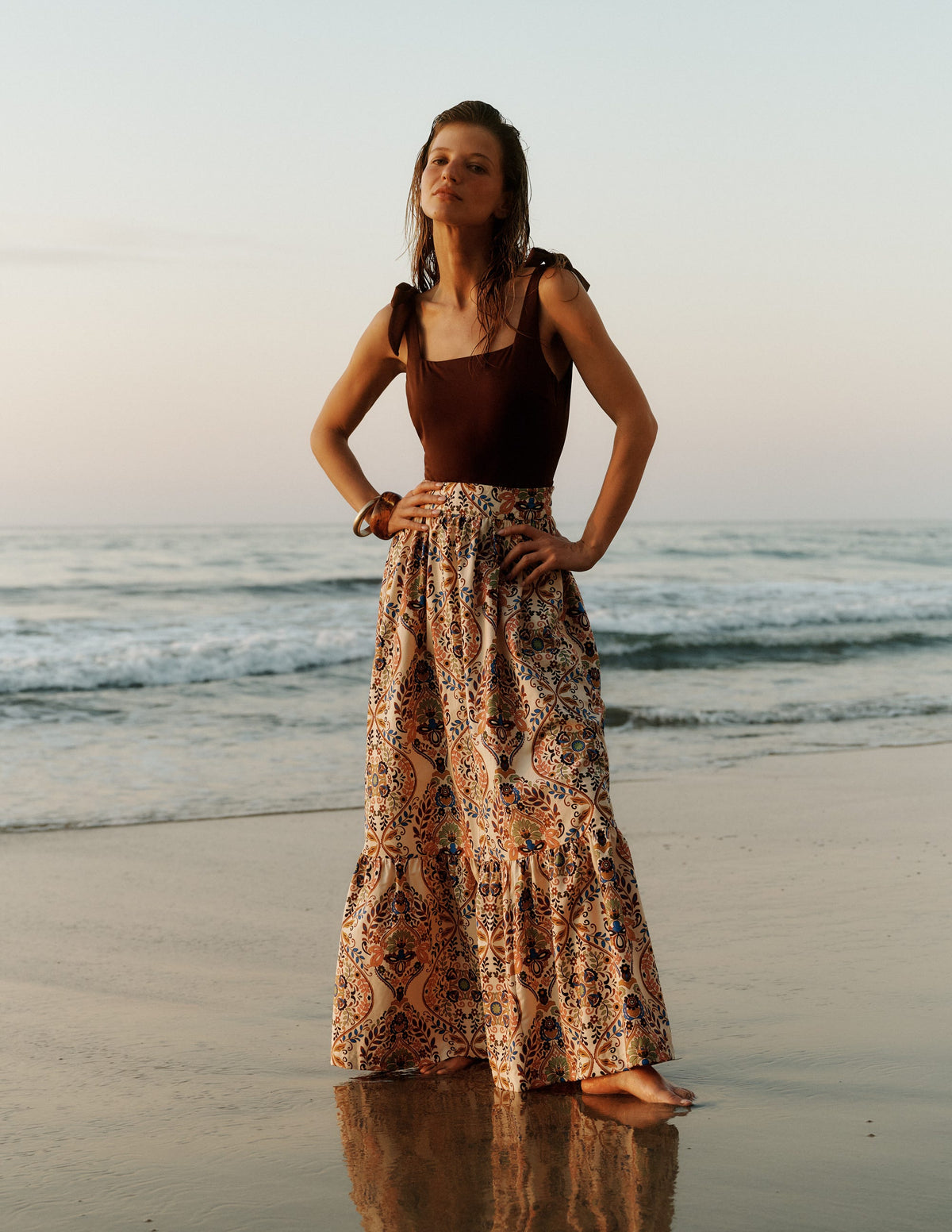 Abigail Poplin Maxi Skirt-Multi, Enchanted Gardenia - Image 5