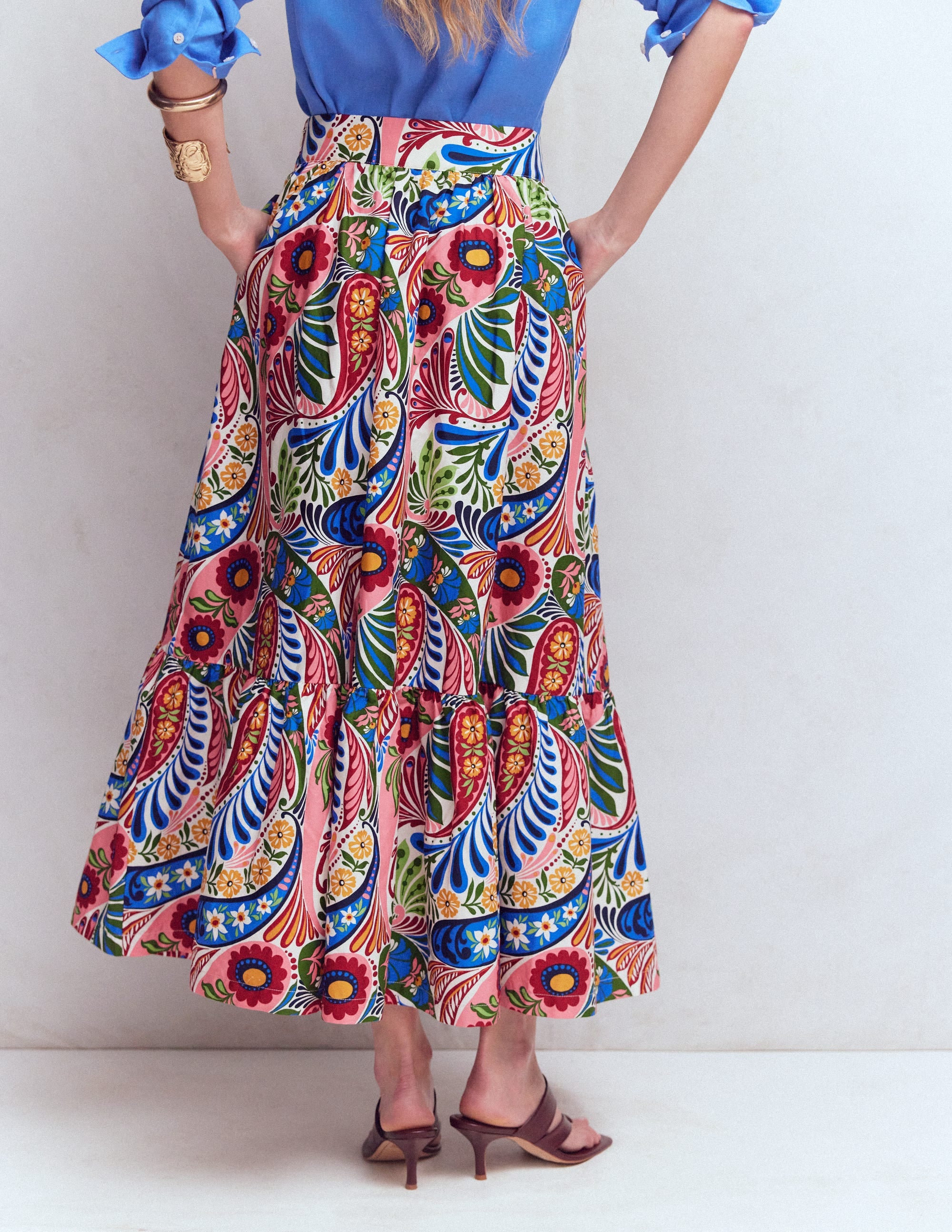 Abigail Poplin Maxi Skirt-Multi, Enchanted Paisley - Image 3