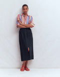 Layla Linen Skirt-Navy