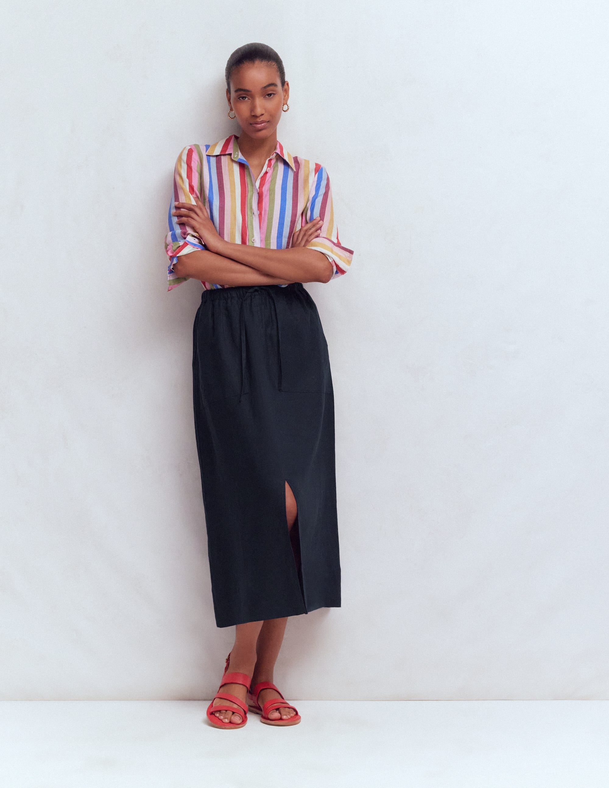 Layla Linen Skirt-Navy - Image 1