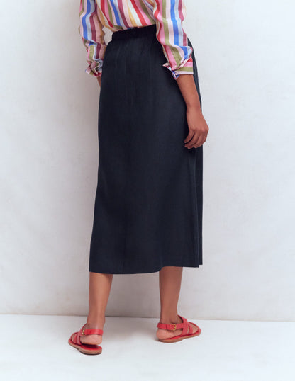 Layla Linen Skirt-Navy-3