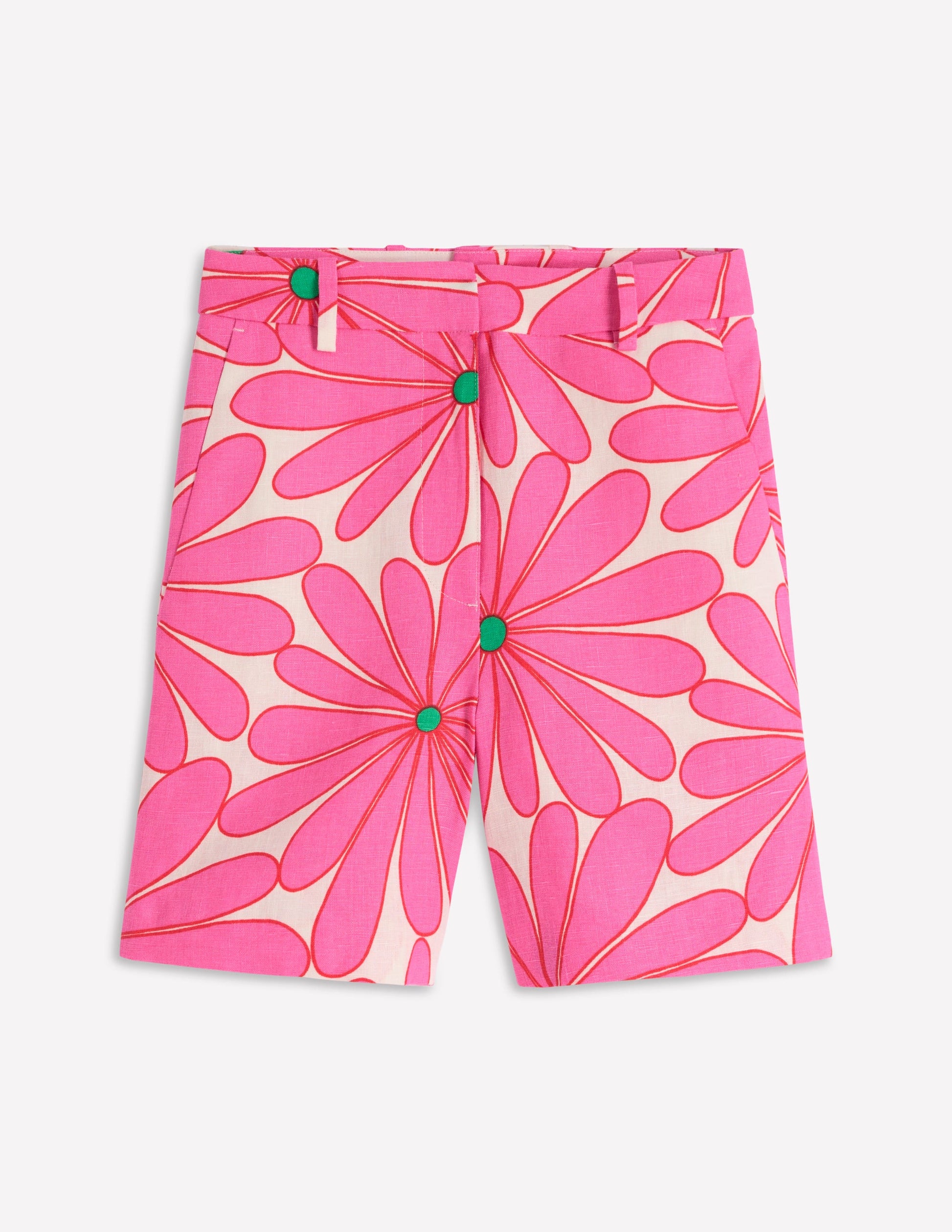 Belgravia Linen Shorts-Pink, Daisy Blossom-5