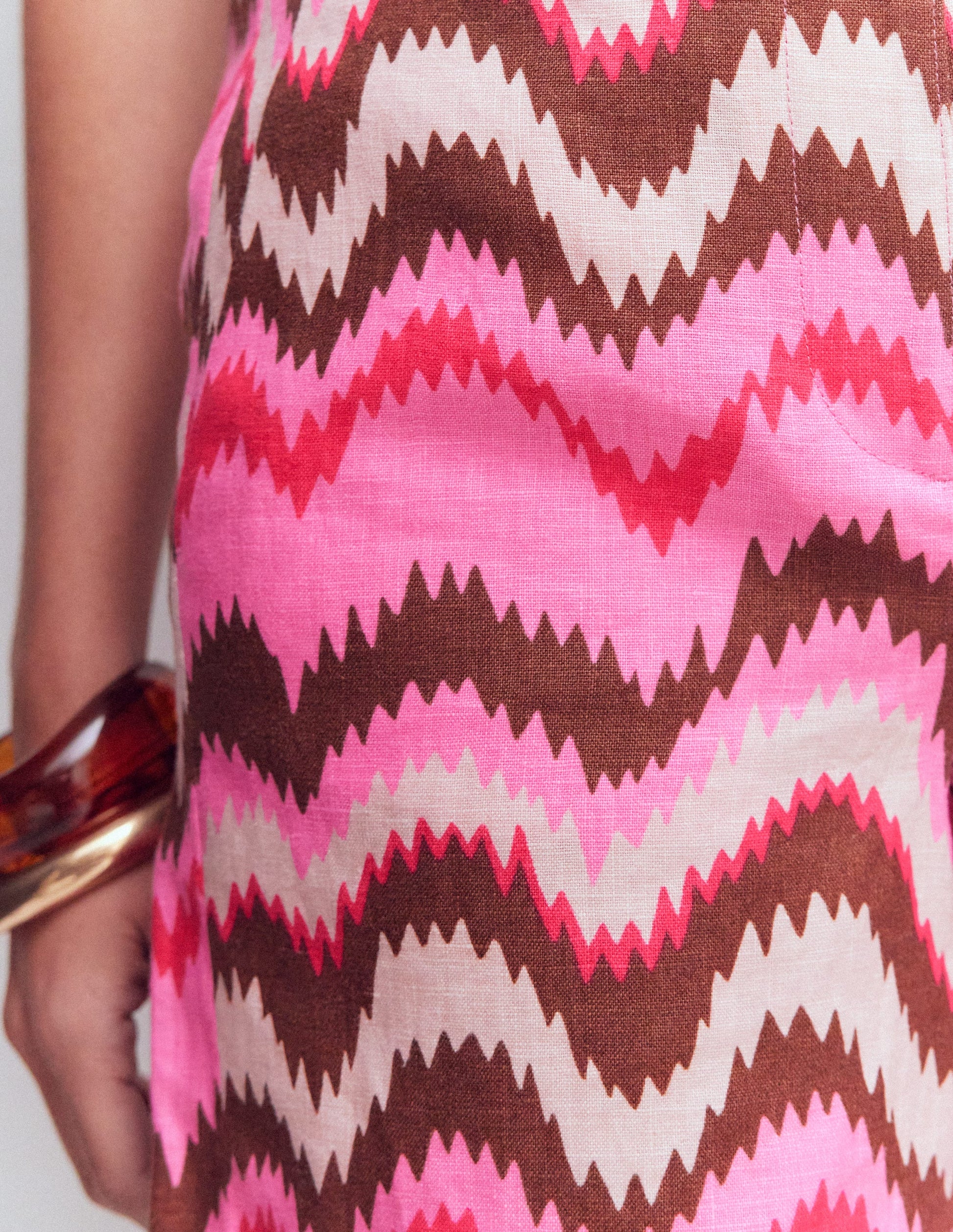 Belgravia Linen Shorts-Pink, Zig Zag Wave-2