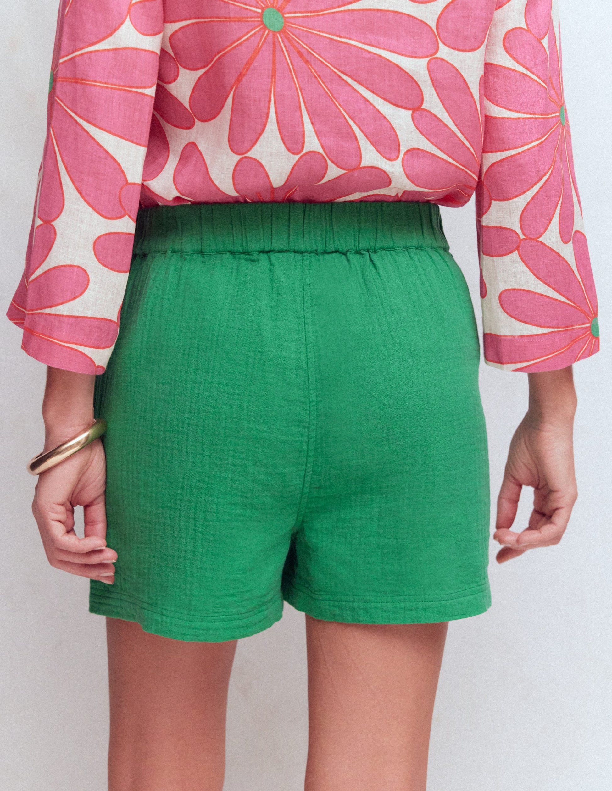 Pull-on Double Cloth Shorts-Shamrock Green-3