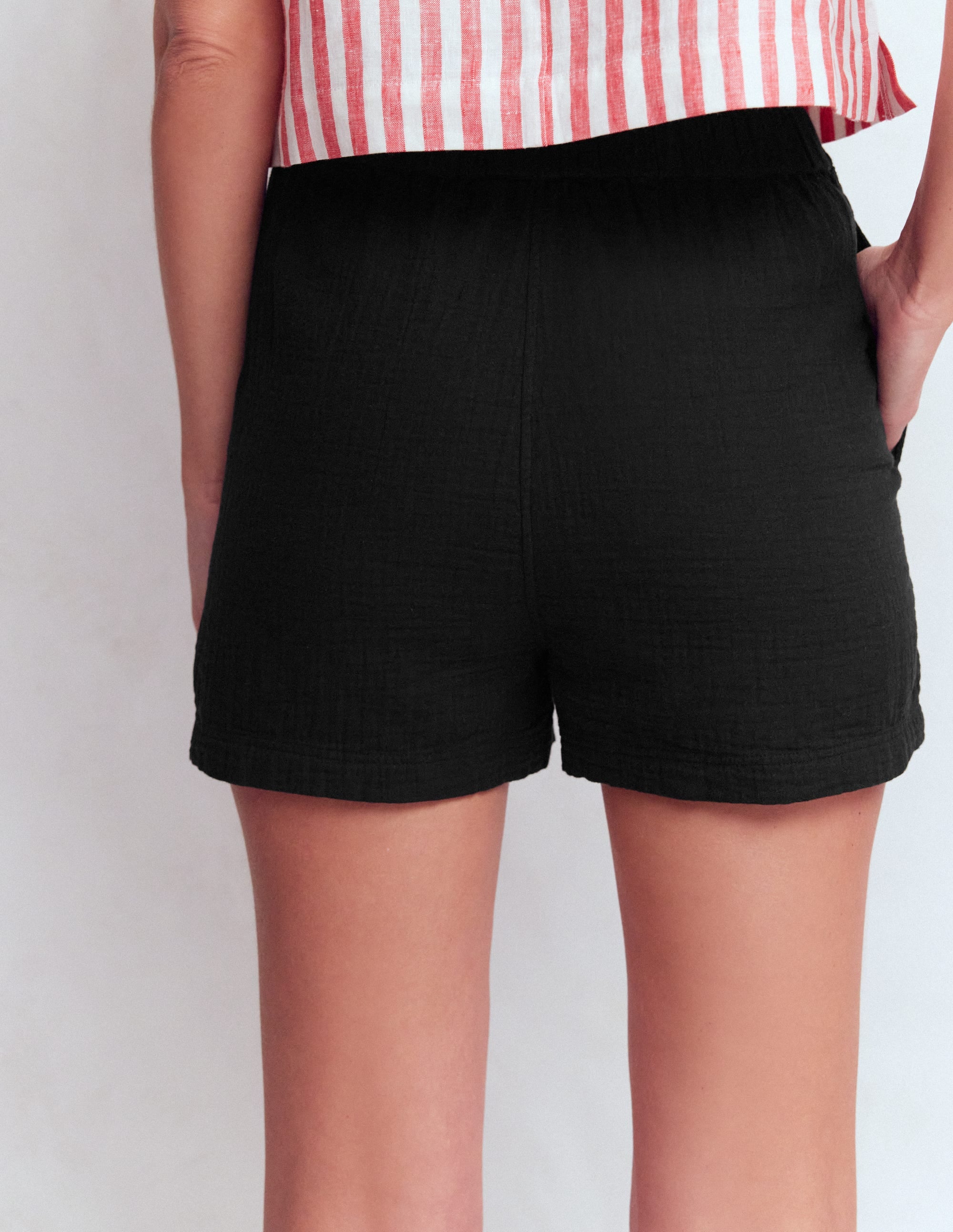 Pull On Double Cloth Shorts-Black - Image 3
