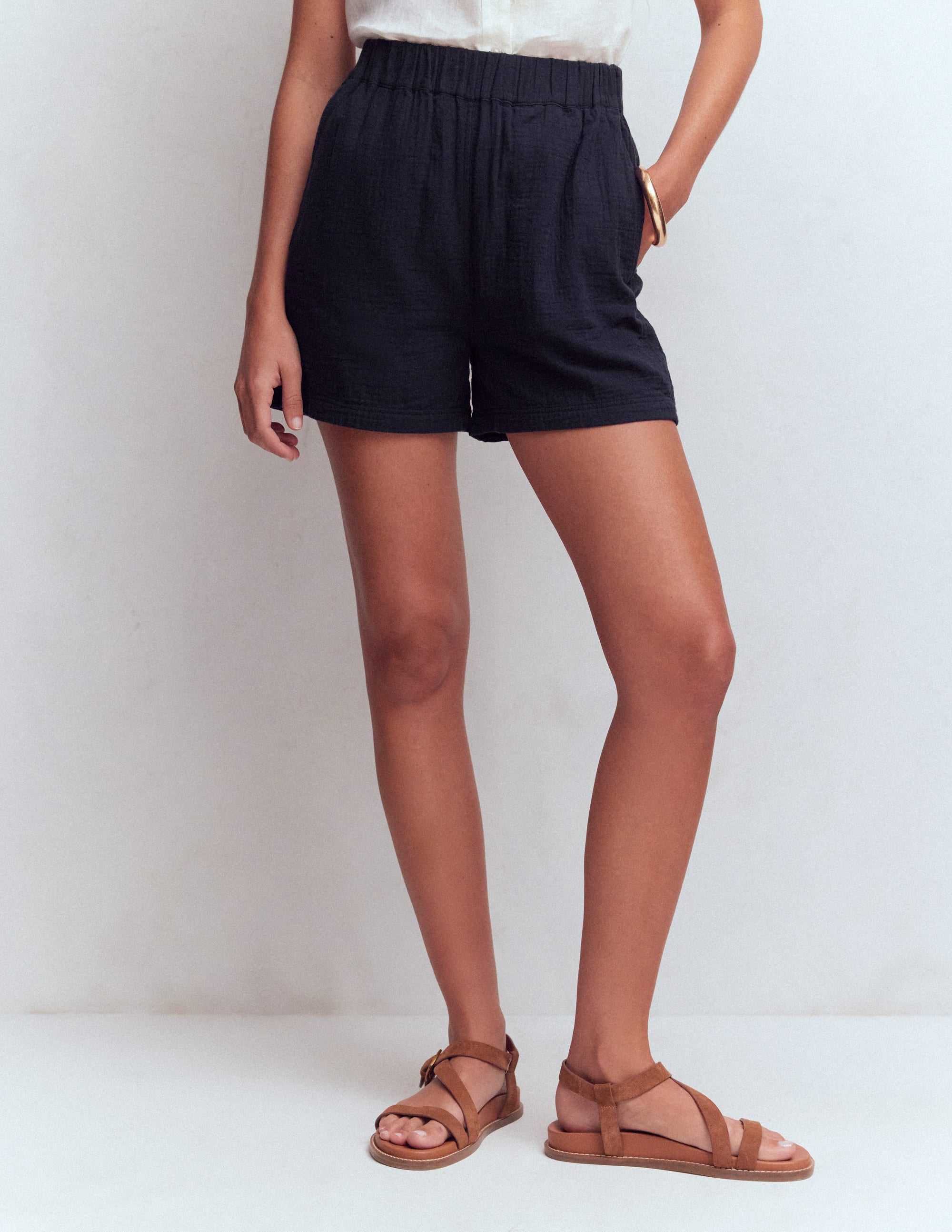 Pull On Double Cloth Shorts-Navy - Image 5