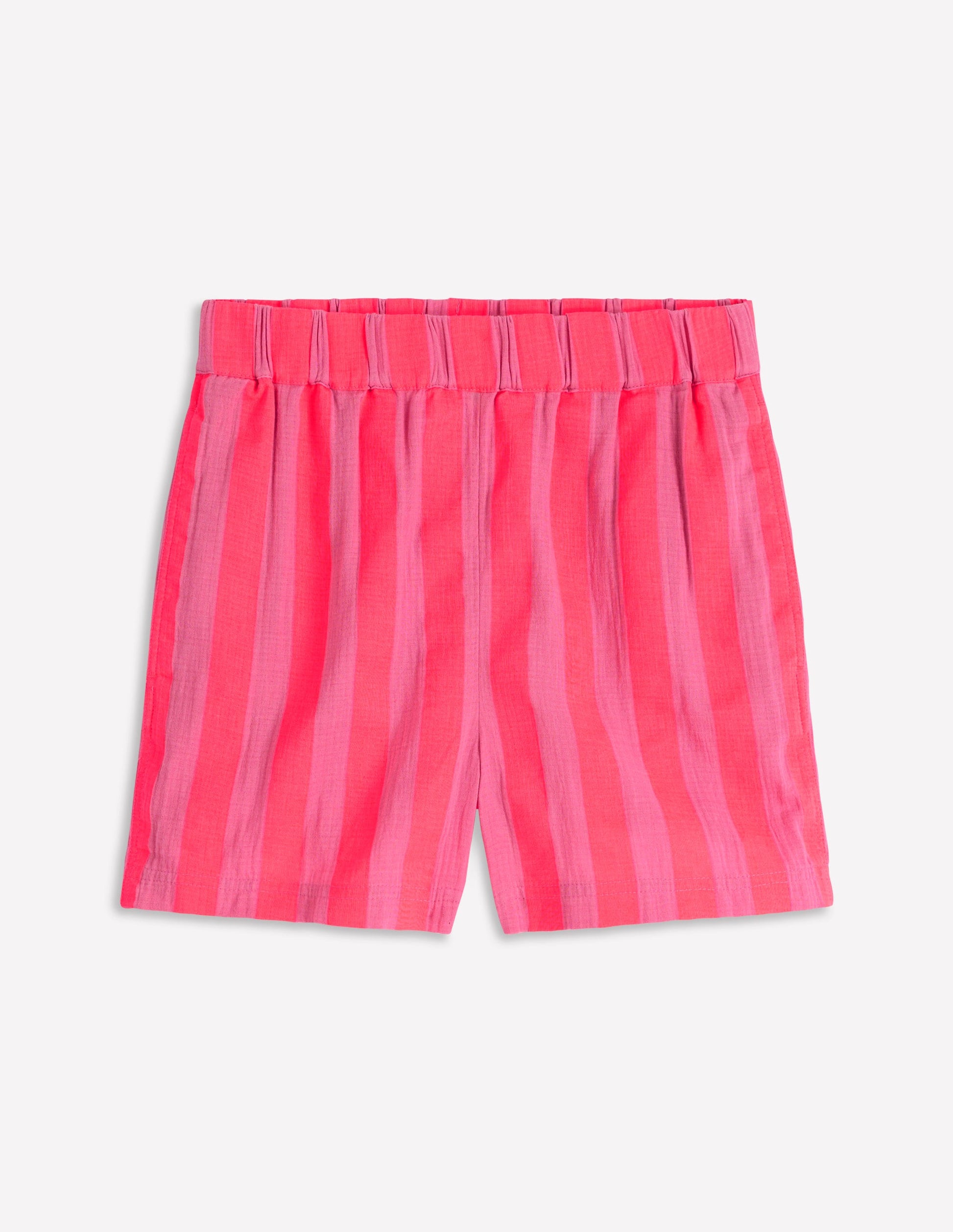 Pull On Double Cloth Shorts-Pink, Neon Coral Mid Stripe-7