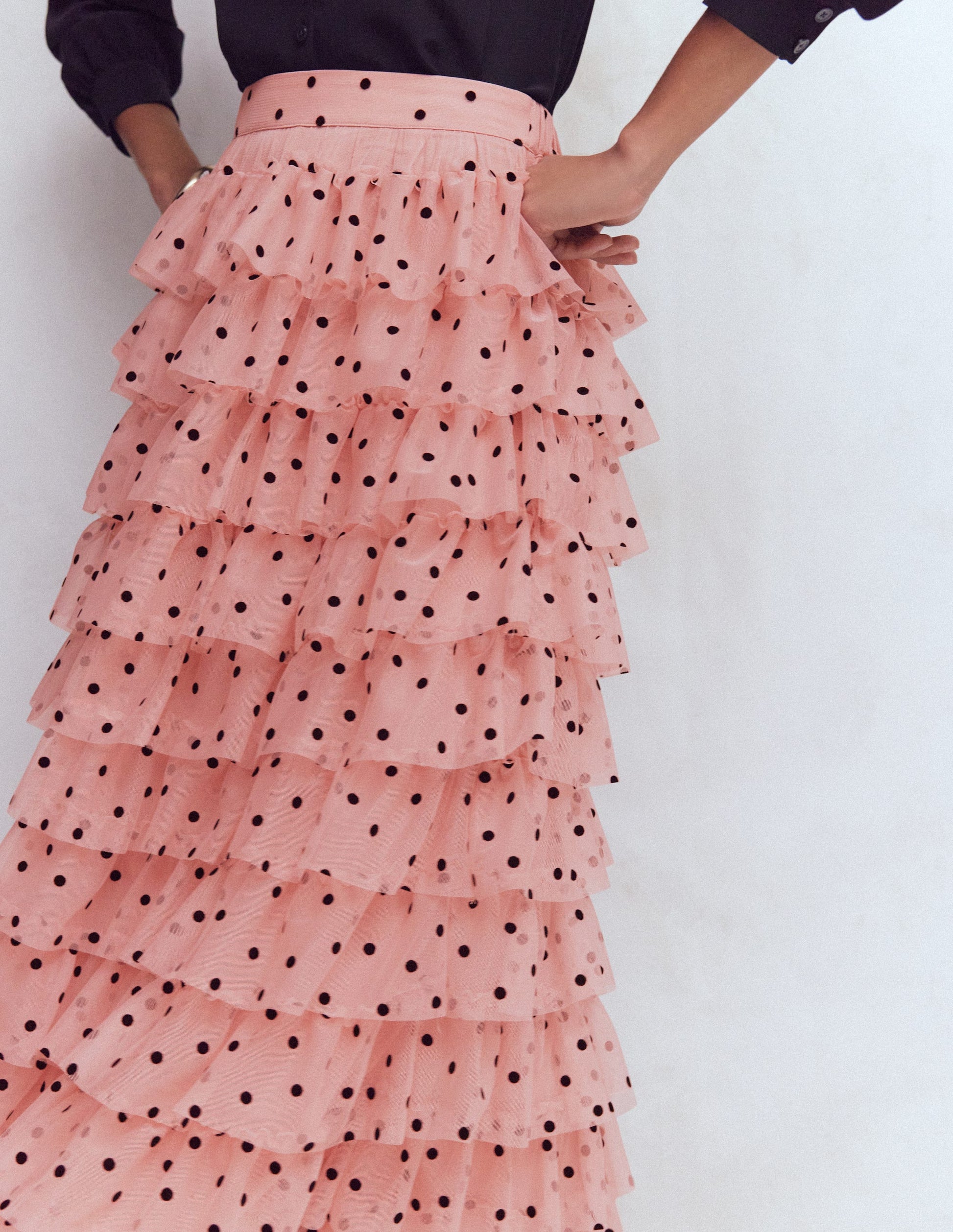 Tulle Tiered Skirt-Pink Painted Dot-2